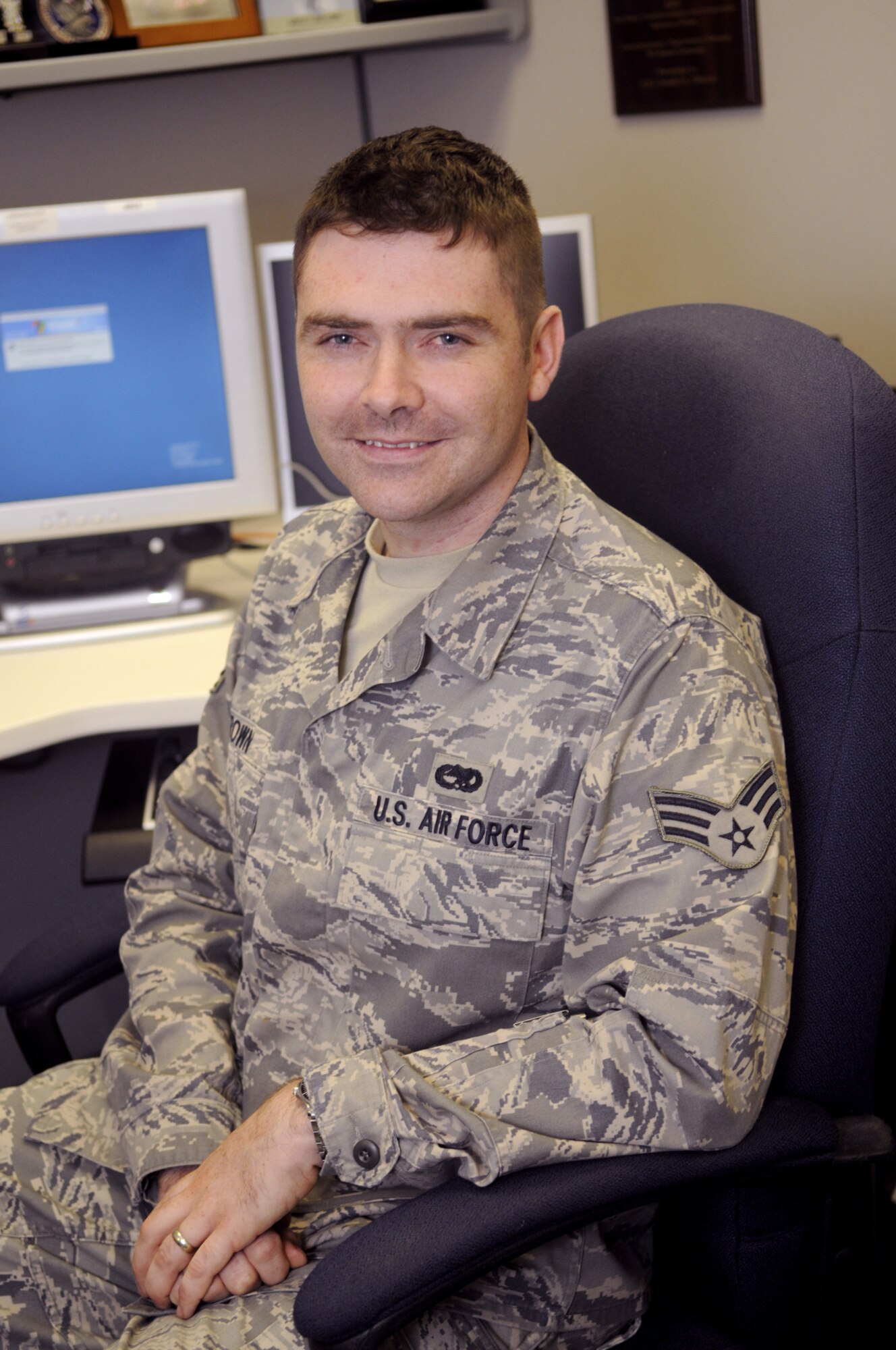 Senior Airman Jarhid Brown, 78th Communications Group, was named the 2008 Airman of the Year at Robins. U. S. Air Force photo by Sue Sapp