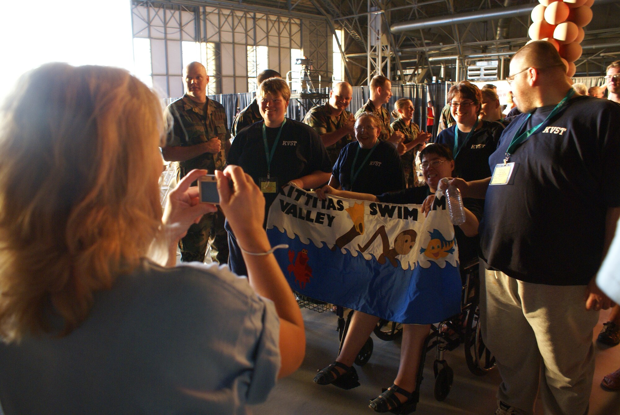Athletes, their families and volunteers arrive for opening ceremonies of the annual Special Olympics Washington Summer Games here May 29. McChord and Fort Lewis are teamed up to host more than 8,000 athletes, coaches and volunteers participating in the annual Summer Games. Events including aquatics, athletics (field events), cycling, power lifting, and soccer are part of this year's competition. (U.S. Air Force photo/Staff Sgt. Eric Burks)
