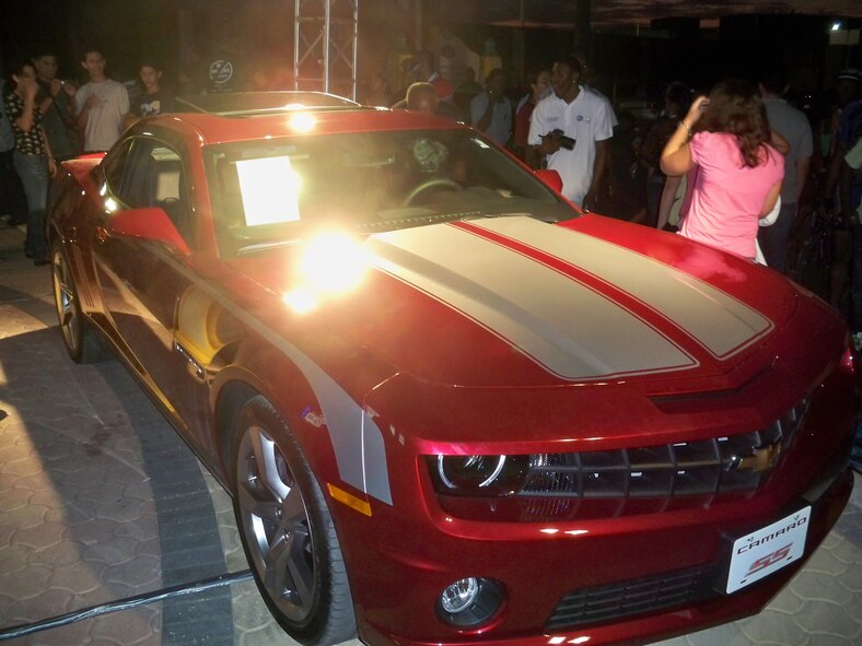 The special event included the debut of the first 2010 Chevy Camaro on the island. US Air Force Photo / Senior Airman Joseph Dunk.