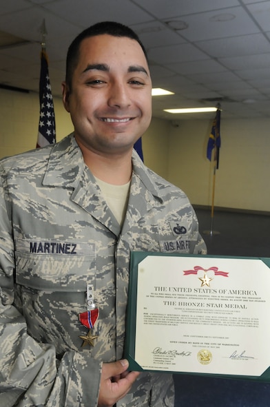 TSgt. Ruben Martinez received the Bronze Star medal Oct. 30. U. S. Air Force photo by Sue Sapp