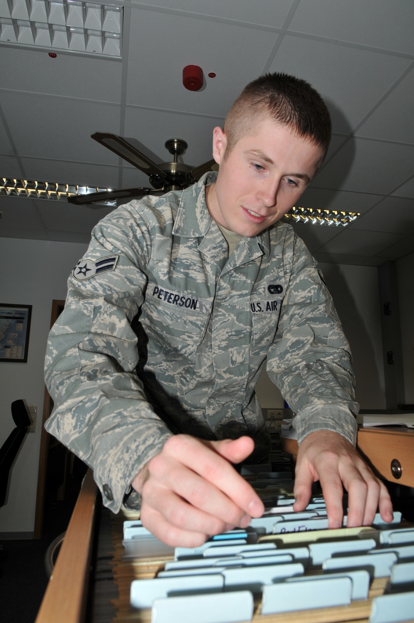 SPANGDAHLEM AIR BASE, Germany -- Airman 1st Class Lars B. Peterson, 52nd Logistics Readiness Squadron, is the 52nd Fighter Wing's Top Saber Performer for the week of Oct. 30 - Nov. 5. (U.S. Air Force photo/Airman 1st Class Nick Wilson)