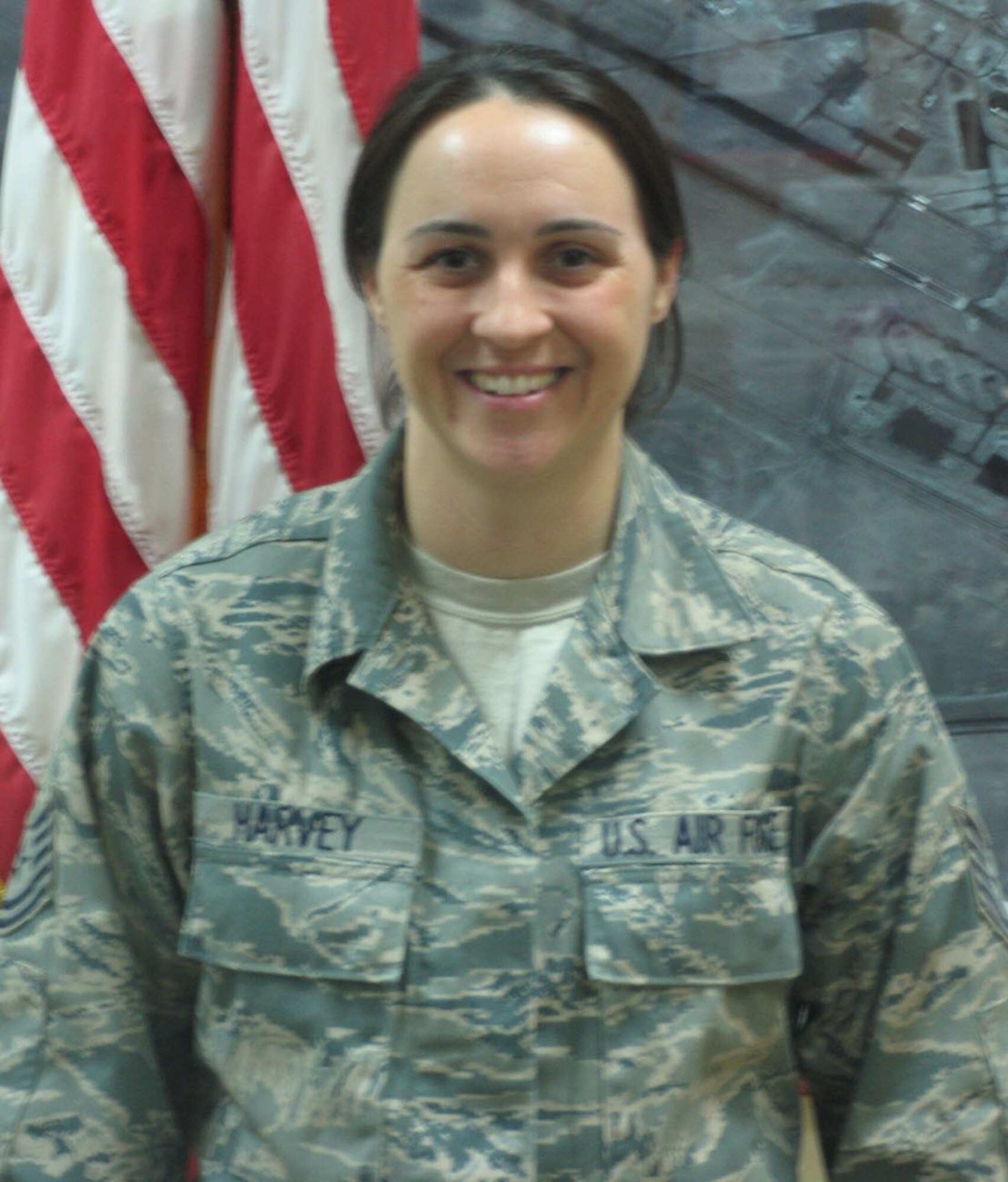 Tech. Sgt. Amber Harvey is a 386th Expeditionary Operations Group knowledge operations manager, deployed from the 20th OG, Shaw Air Force Base, S.C. (Courtesy photo)