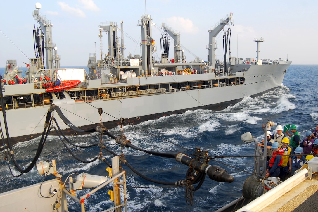 An Underway Replenishment Detail Aboard The Amphibious Transport Dock ...