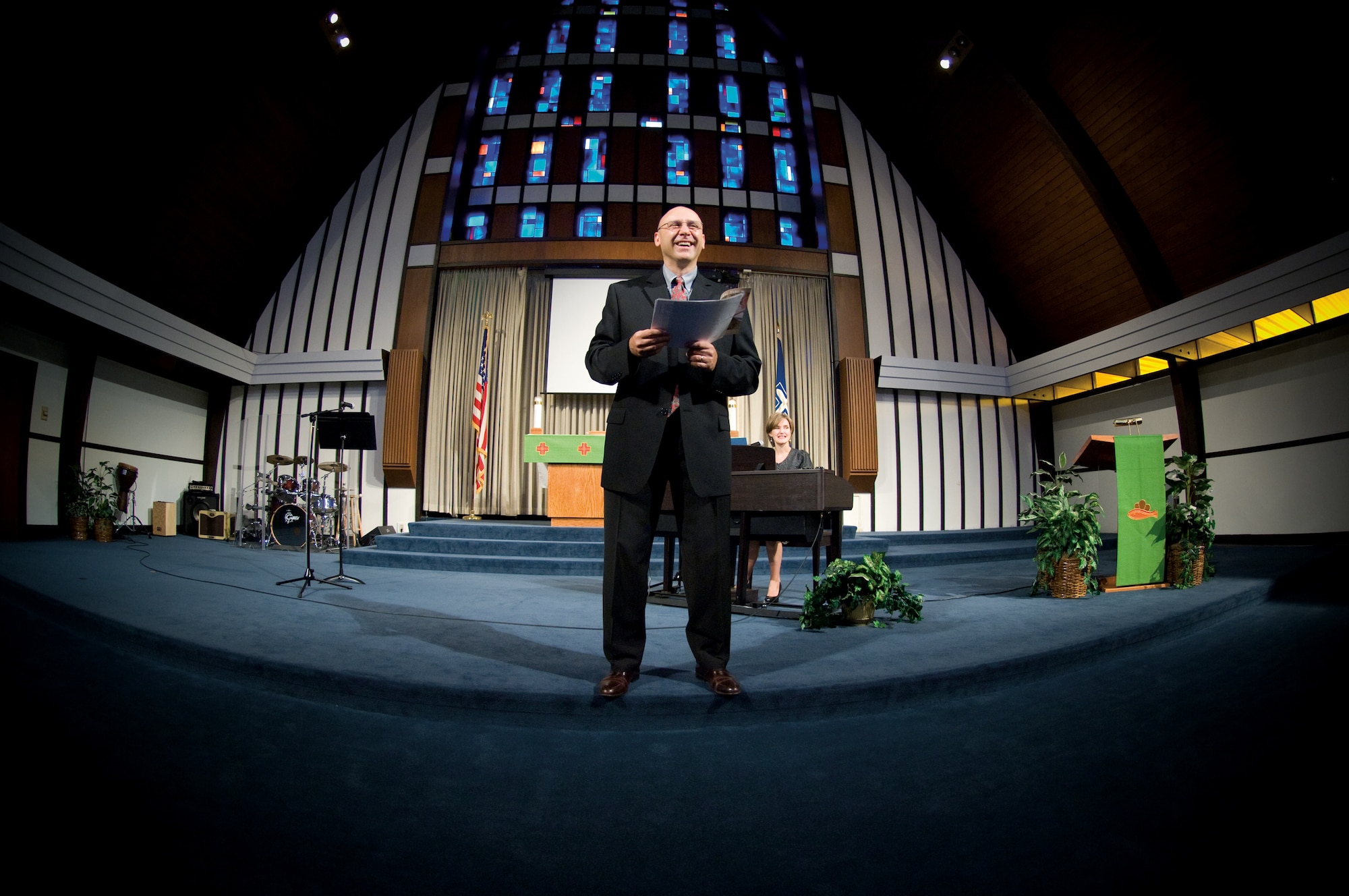 Chaplain (Capt.) Daniel Bucur gives a sermon at Minot AFB, N.D. Chaplain Bucur escaped from the Eastern Block and made his way to the United States where he served as an Army chaplain before joining the Air Force. (Courtesy photo)