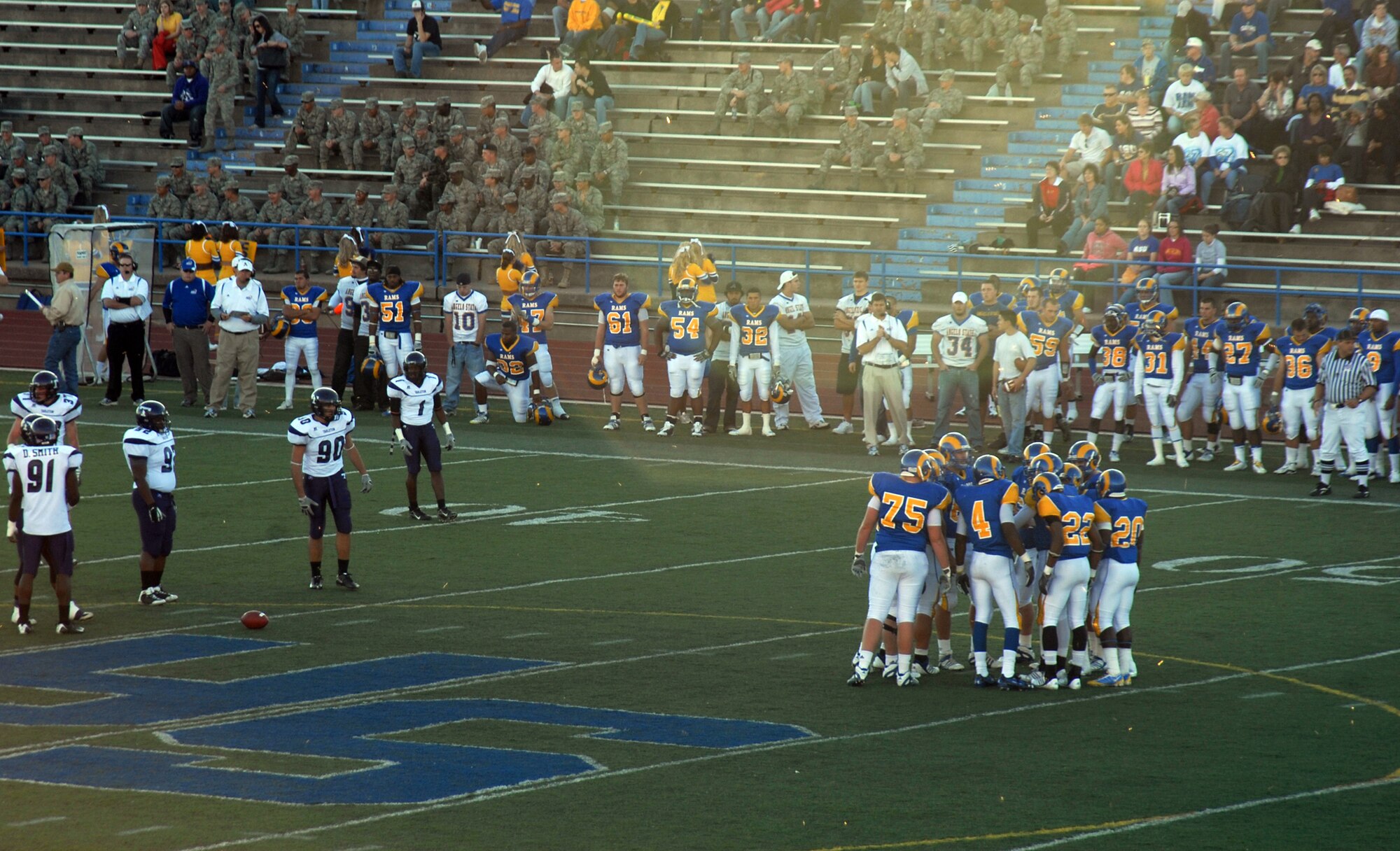 Goodfellow Air Force Base members attend an Angelo State University football game, Oct. 31, 2009.  ASU offered free admission to all active, reserve, guard and retired military in recognition of military appreciation day. (U.S. Air Force photo/Staff Sgt. Laura R. McFarlane)