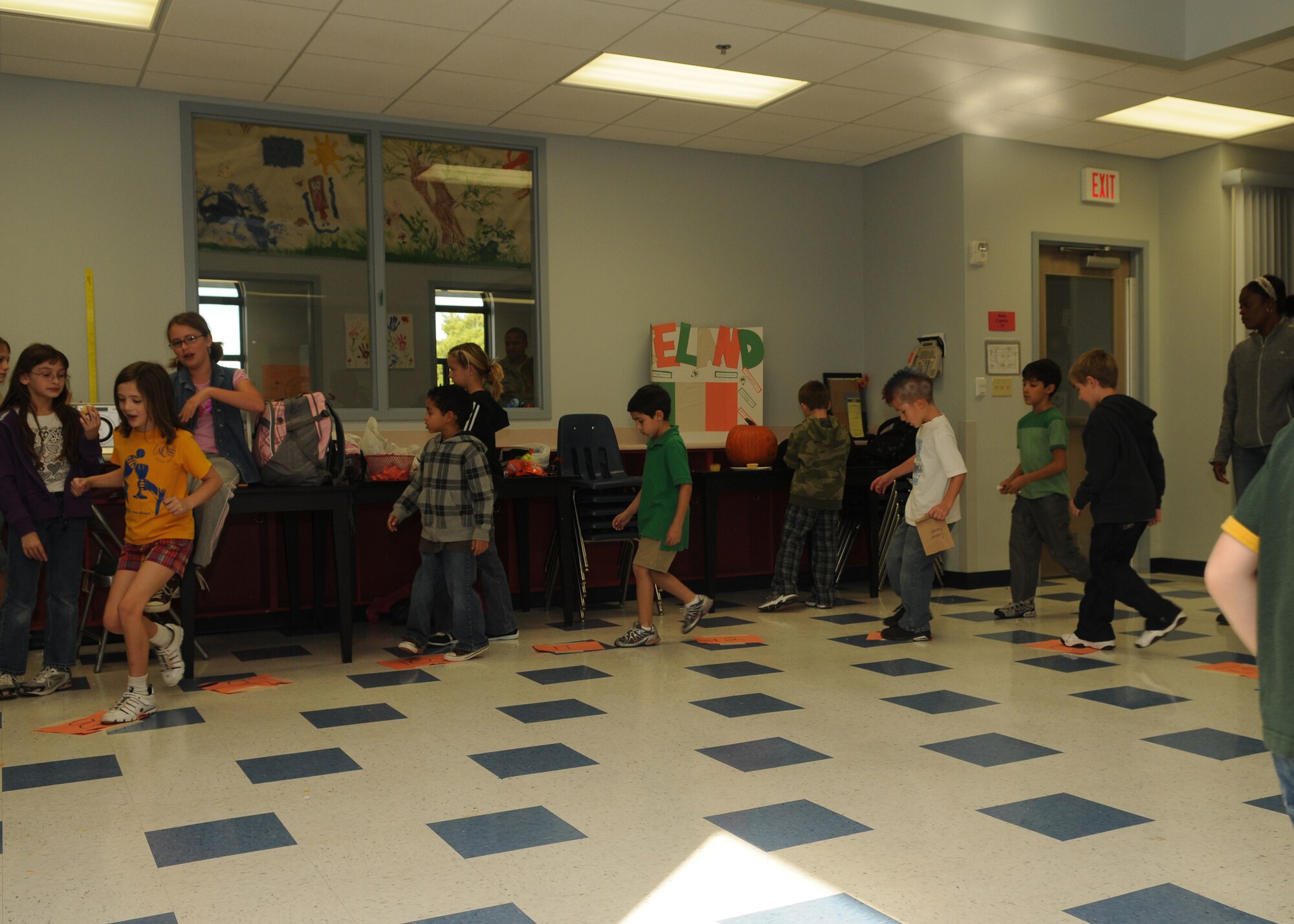 GOODFELLOW AIR FORCE BASE, Texas -- Children at the School Age Program participate in the Children’s Fall Festival cake walk, Oct. 29, 2009. (U.S. Air Force photo/Airman Clayton Lenhardt)