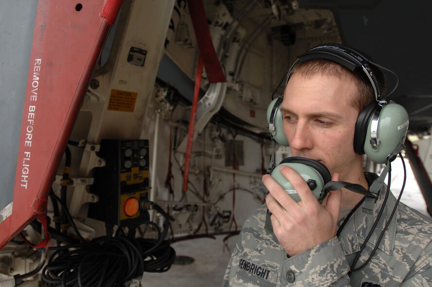 WHITEMAN AIR FORCE BASE, Mo. - Airman 1st Class Ricky Argenbright, 509th Aircraft Maintenance Squadron, electronic warfare technician, performs an operations check on a B-2 spirit prior to flight, Oct 29. 509th AMXS crew chiefs work around the clock with B-2 pilots training and staying prepared for real world missions. Twenty B-2 Spirit aircrafts are assigned to the 509th Bomb Wing. The B-2's primary mission is to attack time-critical targets early in a conflict to minimize an enemy's war-making potential. (U.S. Air Force photo/Senior Airman Kenny Holston)(Released)
