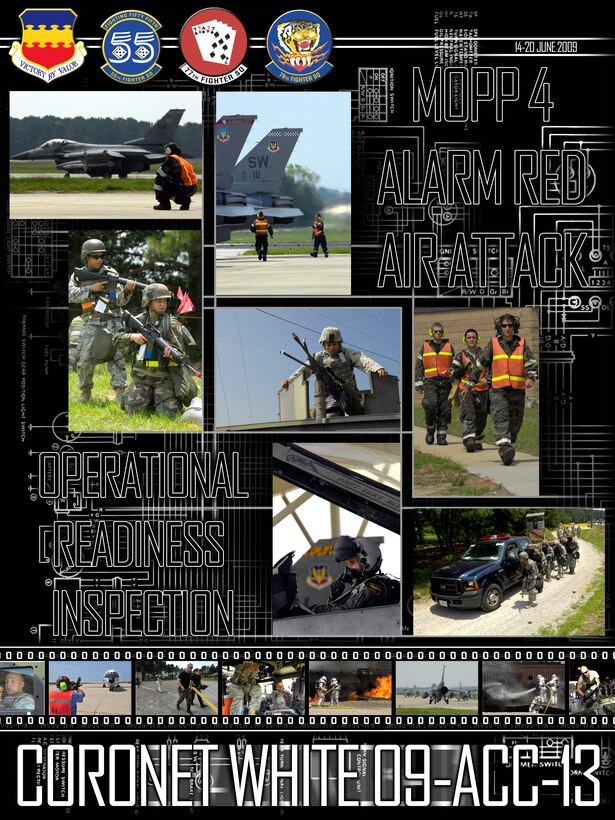 Shaw Air Force Base, S.C. -- Photo layout of operational readiness inspection 09-ACC-13, Coronet White. (US Air Force Illustration by: Tech Sergeant Josef Cole)Cole)