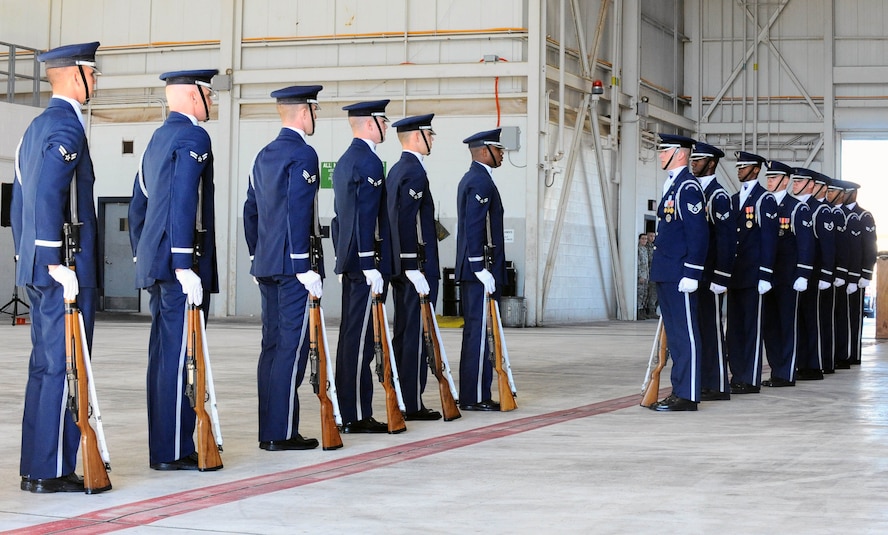 DYESS AIR FORCE BASE, Texas -- The USAF Honor Guard Drill Team performs here Nov. 4. During the USAF Honor Guard's 60-year history, the Drill Team has performed in every state of the union and many countries abroad. (U.S. Air Force photo by Senior Airman Domonique Washington)