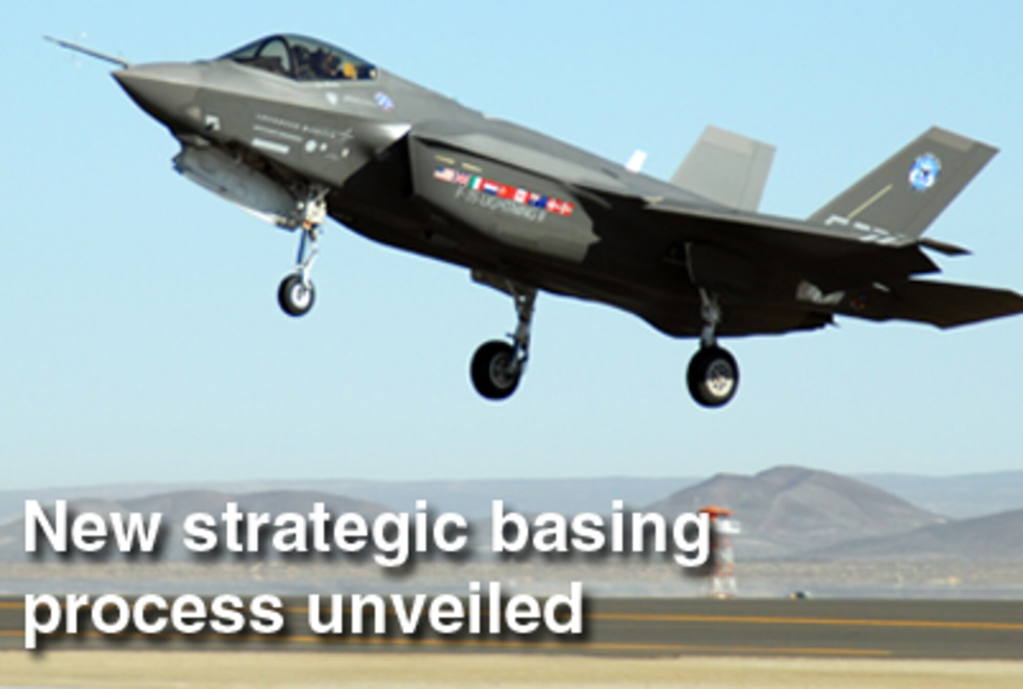 A new process has been developed to define how Air Force experts make basing decisions.  The process was put into practice in selecting potential training and operational sites for the F-35 Lightning II joint strike fighter.  (U.S. Air Force graphic)