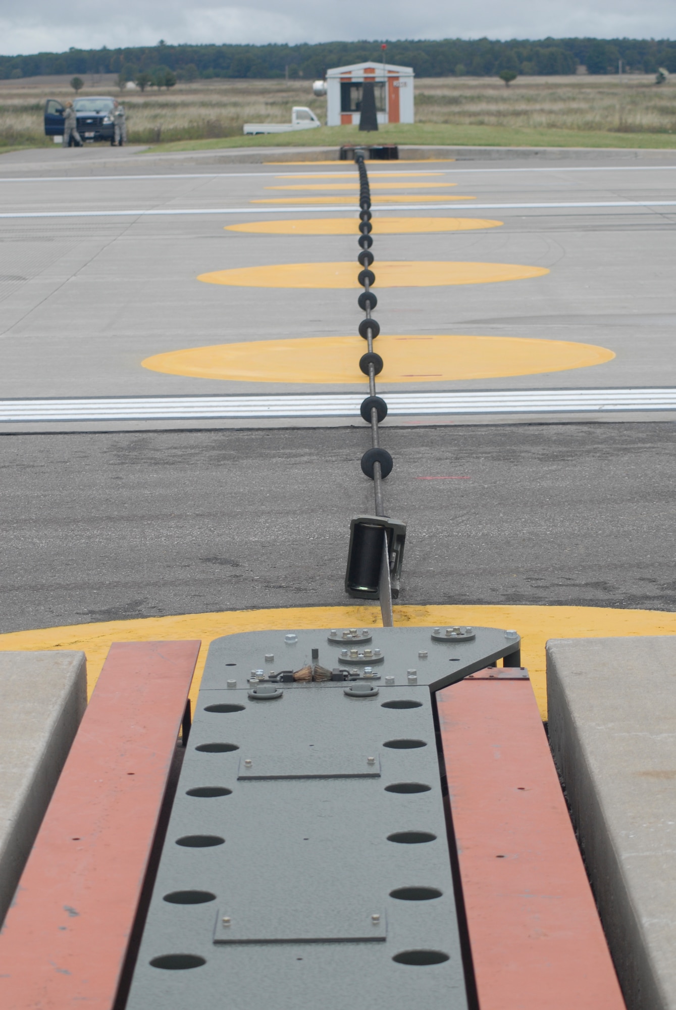 The Barrier Arresting Kit 12 cable is installed at the end of each runway is designed to stop an aircraft.
