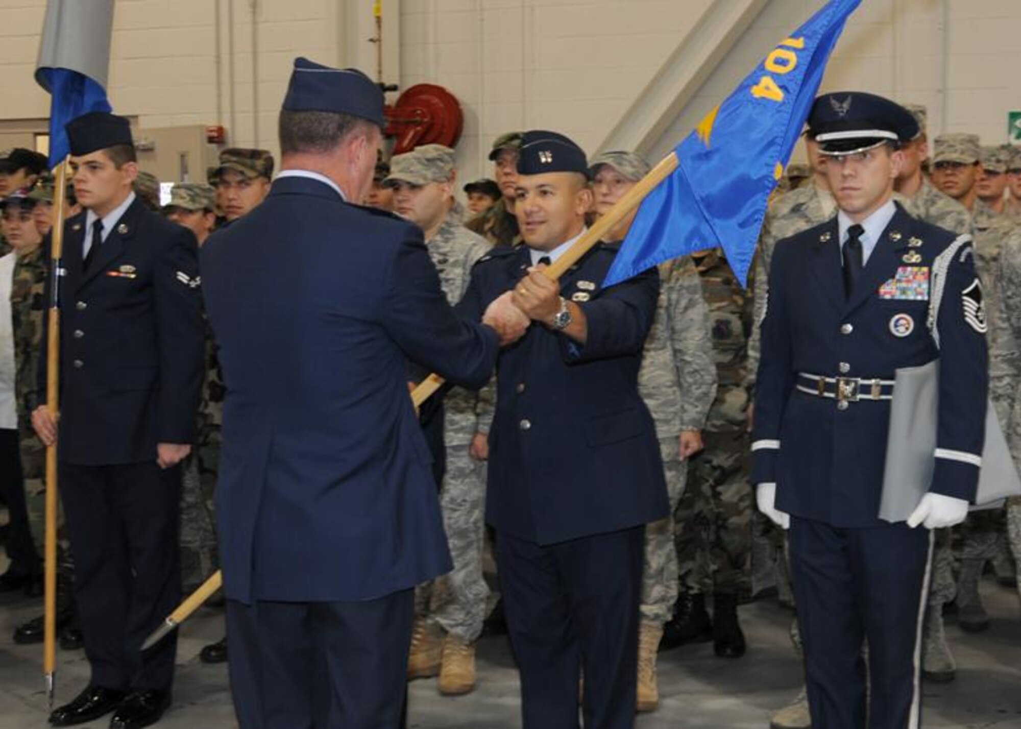 Capt. Ramon Diaz relinquishes command of the 104 SVF following the Air Force restructuring.