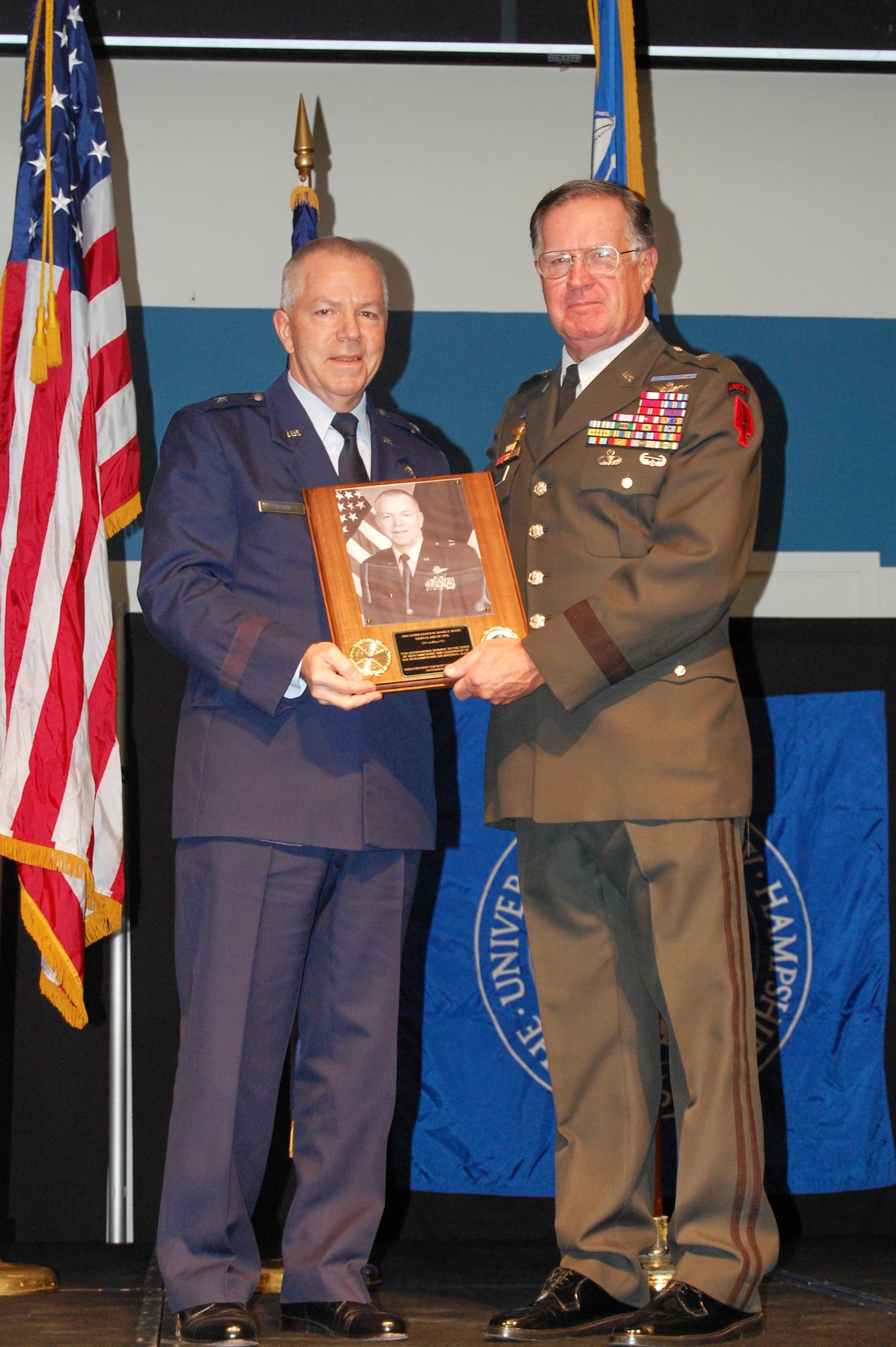 Brig. Gen. Mark Sears, Commander of the NH Air National Guard, is inducted into the University of New Hampshire ROTC Hall of Fame Nov. 6. (U.S. Air Force photo/Technical Sergeant Angela Stebbins)
