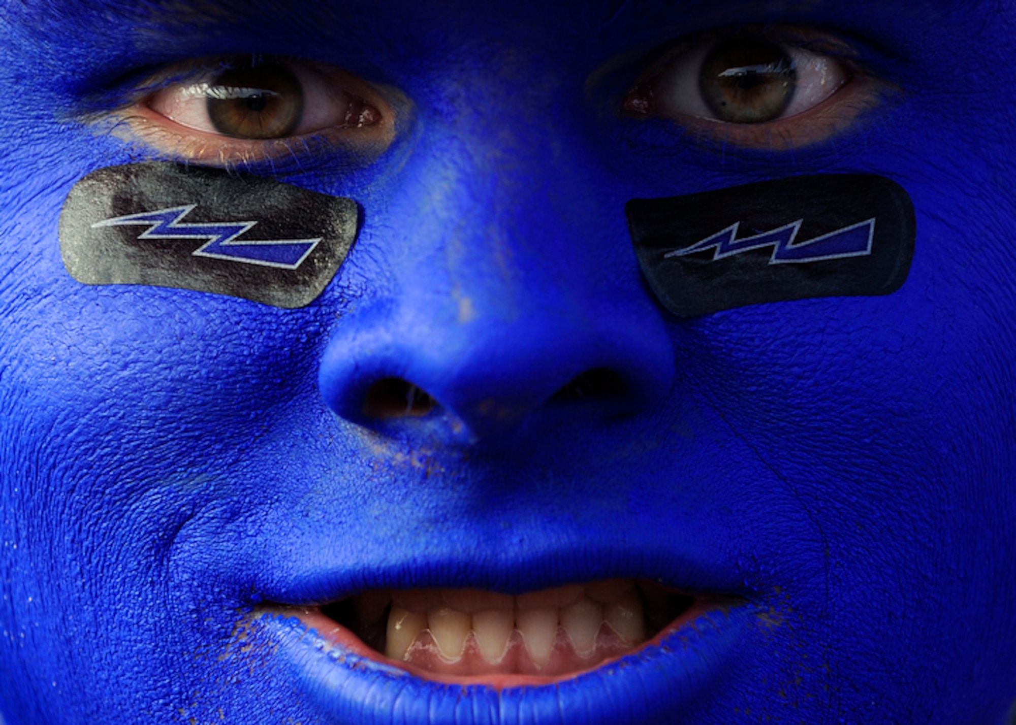 U.S. Air Force Academy Cadet Cobb Brandon shows his team spirt and game face during ESPN's "College GameDay" broadcast from the U.S. Air Force Academy Nov. 7 for the Air Force vs. Army football game in Colorado Springs, Colo. (U.S. Air Force photo/Staff Sgt. Bennie J. Davis III)