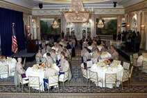 NEW YORK --  Rudy Giuliani, former New York City mayor and presidential candidate, gave the keynote speech during a Nov. 8 brunch at the Jumeriah Essex House in honor of the USS New York sailors and Special Purpose Marine Air Ground Task Force 26 Marines who embarked on the ship for her commissioning ceremony Nov. 11.
