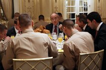NEW YORK --  Rudy Giuliani, former New York City mayor and presidential candidate, gave the keynote speech during a Nov. 8 brunch at the Jumeriah Essex House in honor of the USS New York sailors and Special Purpose Marine Air Ground Task Force 26 Marines who embarked on the ship for her commissioning ceremony Nov. 11.