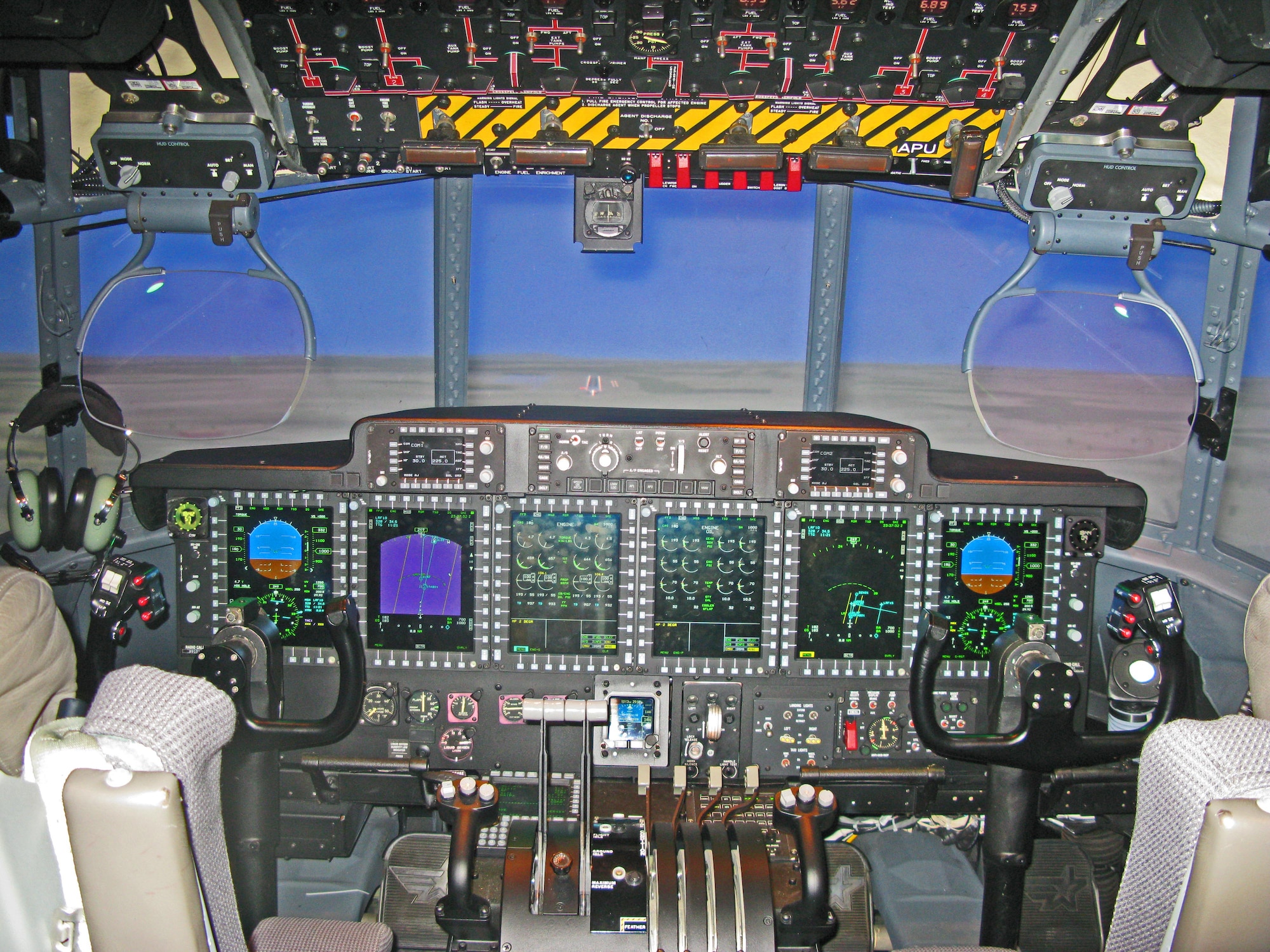 The C-130 Avionics Modernization Program  cockpit dispalys the upgrades made by Boeing. For their efforts, Boeing received Aviation Week magazine's Program Excellence Award in the category of System Level Research and Development/System Development and Demonstration. (Courtesy photo)