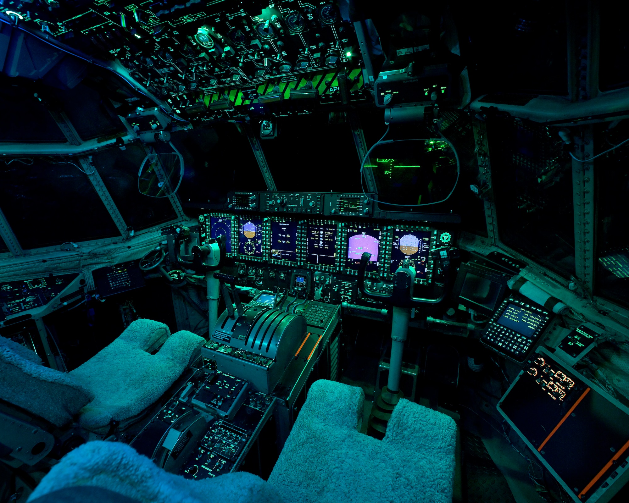 The C-130 Avionics Modernization Program cockpit dispalys the upgrades made by Boeing. For their efforts, Boeing received Aviation Week magazine's Program Excellence Award in the category of System Level Research and Development/System Development and Demonstration. (Courtesy photo)