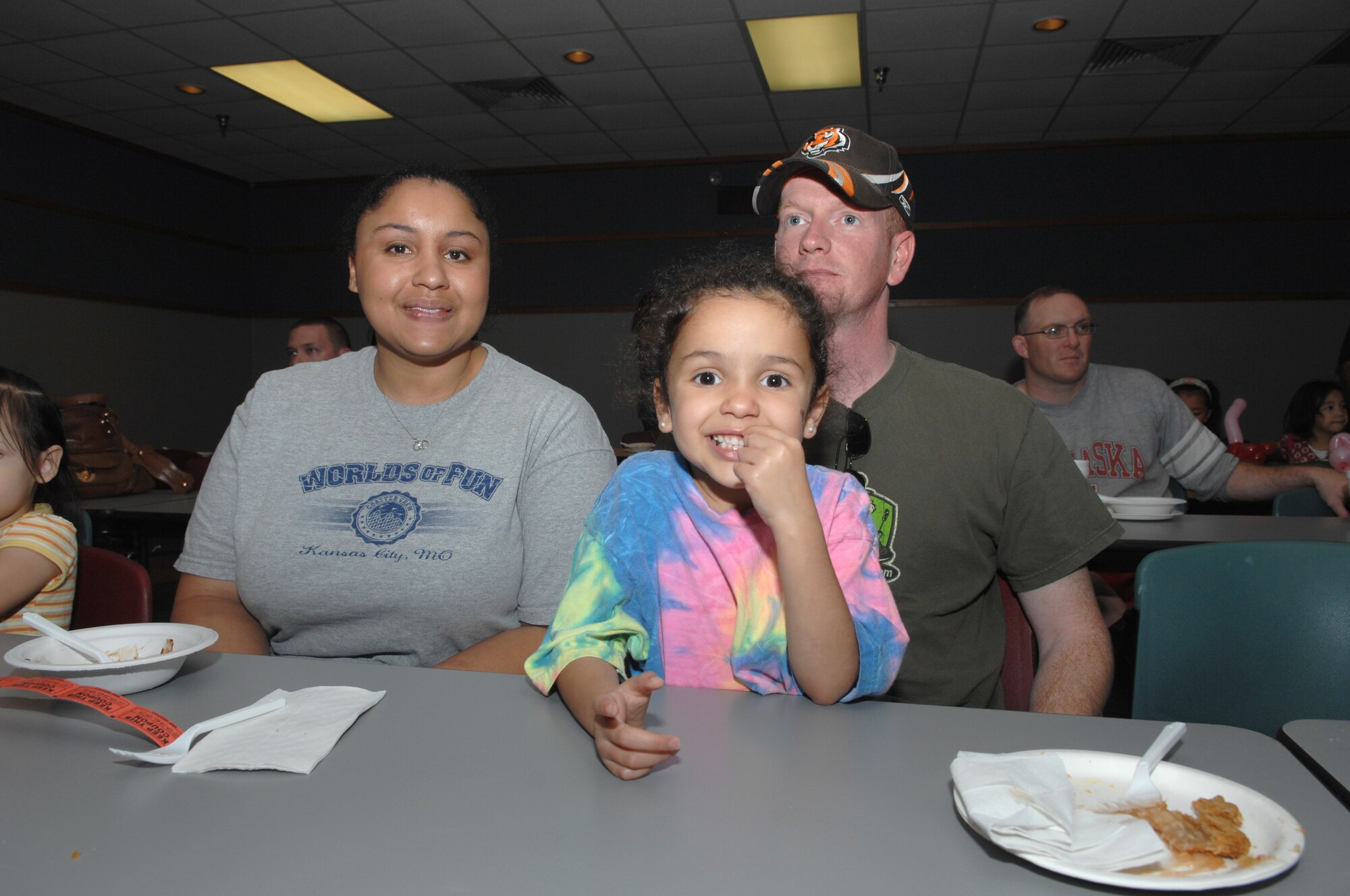 WHITEMAN AIR FORCE BASE Mo. – Tech. Sgt. Sean Tucker, member of the 509th Maintenance Squadron, and his family enjoy pie, ice cream and entertainment during the pie and ice cream social held at the Community Center here Nov. 7.  The social was part of the Team Whiteman Month of the Military family in November. The Month of the military family is in conjunction with the Air Forces Year of the Air Force Family program from July of 2009 to July of 2010. ( U.S. Air Force Photo/ Senior Airman Jessica Mae Snow) (Released)