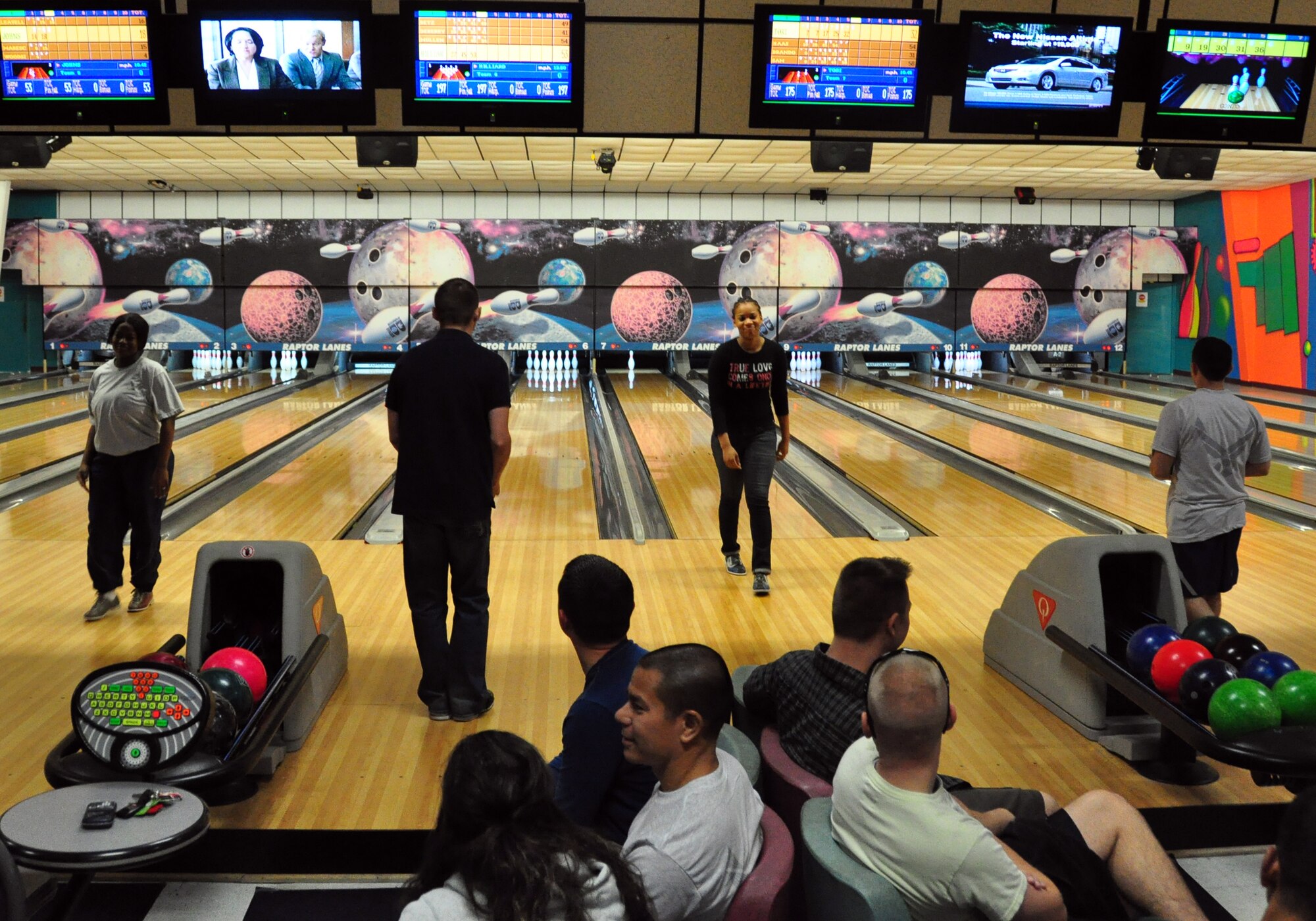 Tyndall Airman bowl on squadron teams to compete for points in Sports Day Nov. 6. (U.S. Air Force photo by Rachelle Elsea)