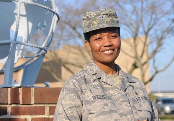 Chaplain (1st Lt.) Kim Willis is the 512th Airlift Wing's newest chaplain. She formerly served in the regular Air Force for 16 years before devoting her life to ministry. In addition to a higher calling, she also has a higher hobby than most - skydiving. (U.S. Air Force photo/Staff Sgt. Steve Lewis)