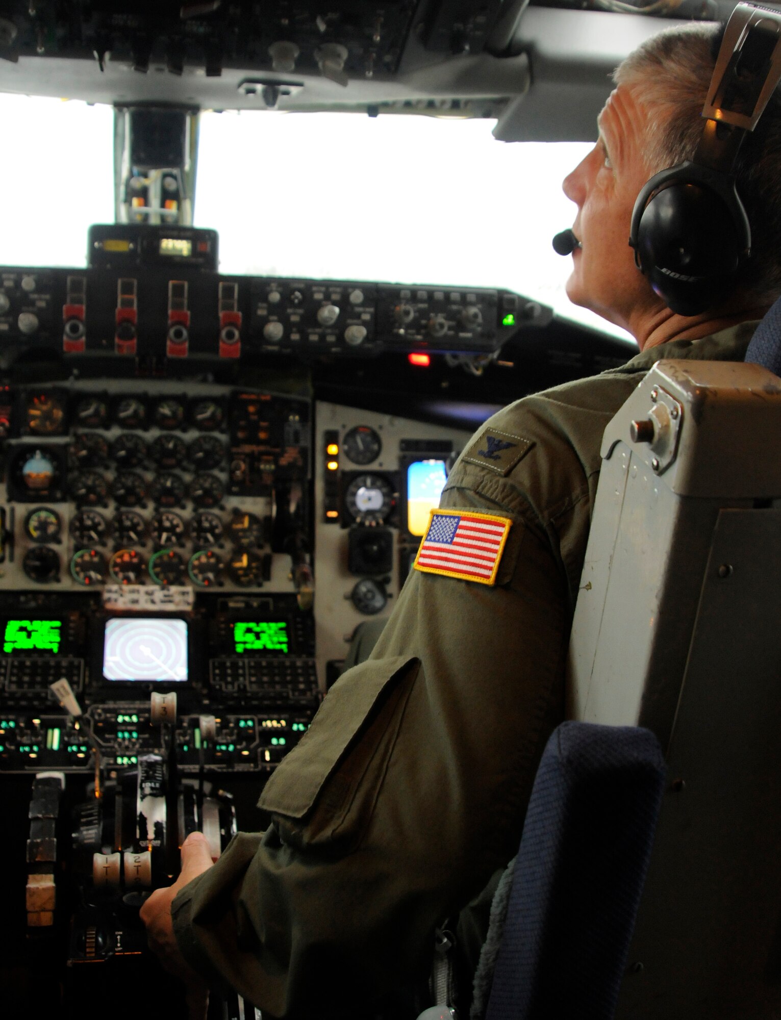 Col. Cliff James, 90th Expeditionary Air Refueling Squadron KC-135 pilot, performs duties from the pre-flight checklist on a refueling sortie, Oct. 27, 2009 at Incirlik Air Base, Turkey.  The 90th EARS supports the ongoing mission for Operations Iraqi Freedom and Enduring Freedom. (U.S. Air Force photo/Airman 1st Class Amber Ashcraft)