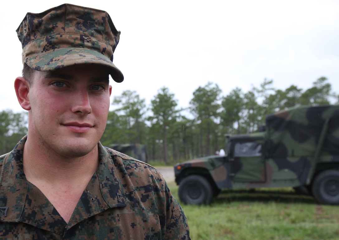 Lance Cpl. Jeffrey W. Kilt, squad leader, 3rd Battalion, 8th Marine Regiment, 2nd Marine Division, takes a break from an Infantry Mortar Leaders Course aboard Marine Corps Base Camp Lejeune, N.C., Sept. 22, 2011. Kilt graduated with the second highest grade point average in a class of 36 Marines.