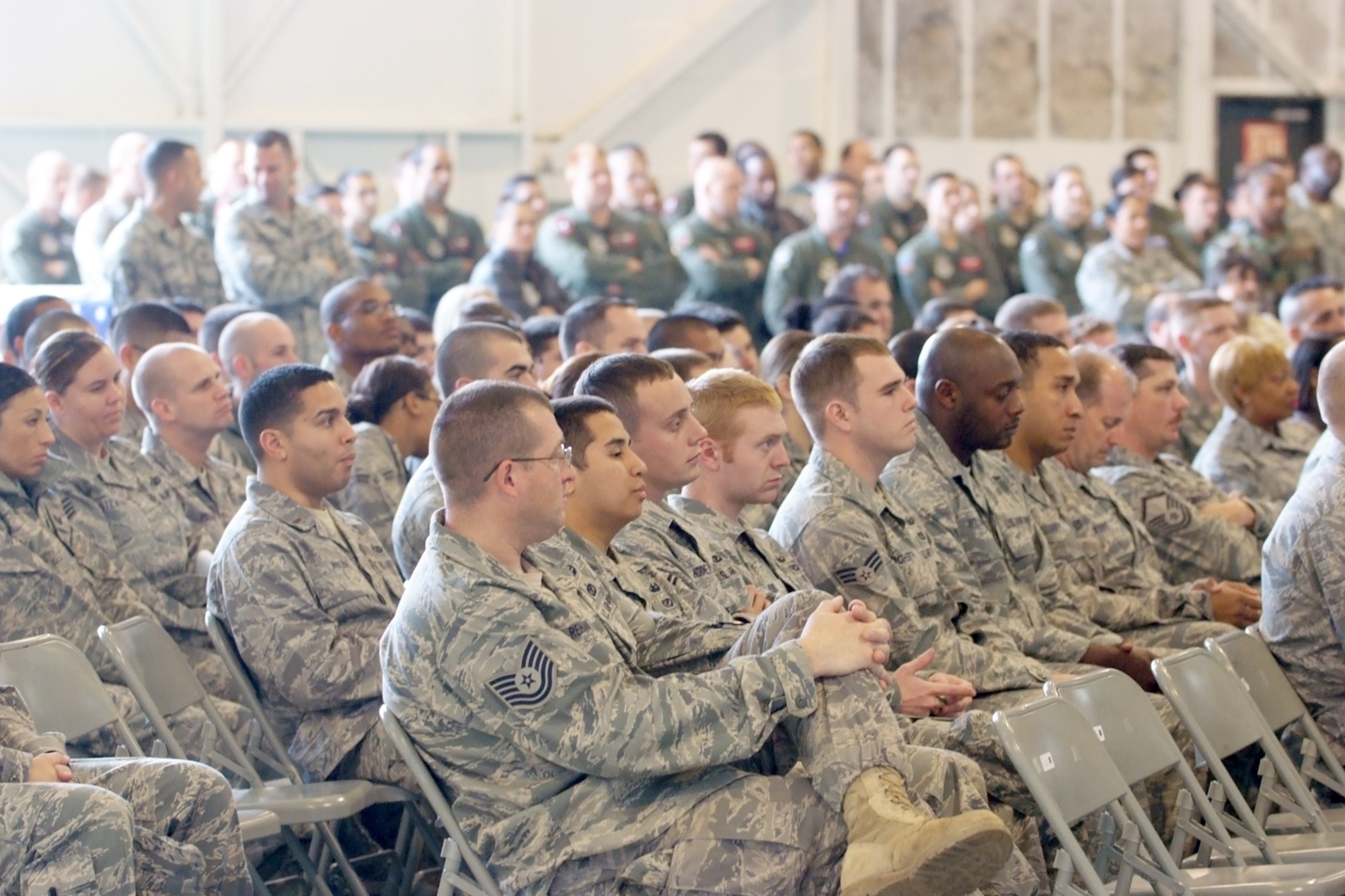JB MDL Airmen listen to presentations on military benefits and opportunities on Wingman Day Nov. 10 here. The annual Wingman Day is aimed at inspiring an ethos of responsible individualism that encourages all servicemembers to make responsible choices and keep others in their circles safe and healthy. 
(U.S. Air Force photo/Russ Meseroll).
