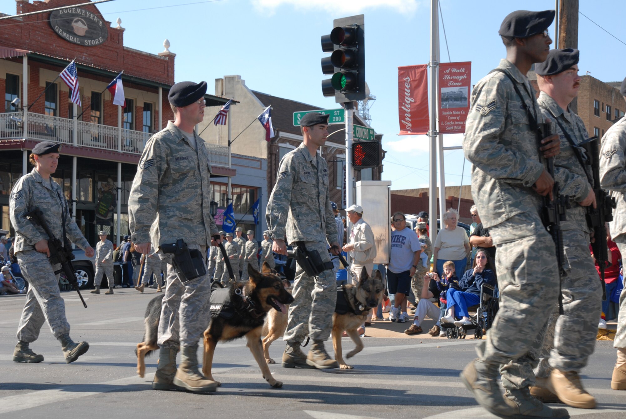 SAN ANGELO, Texas -- Airmen from the 17th Security Forces Squadron, Goodfellow Air Force Base, march in the 2009 Veterans Day Parade, Nov. 7. (U.S. Air Force photo/Staff Sgt. Laura R. McFarlane)
