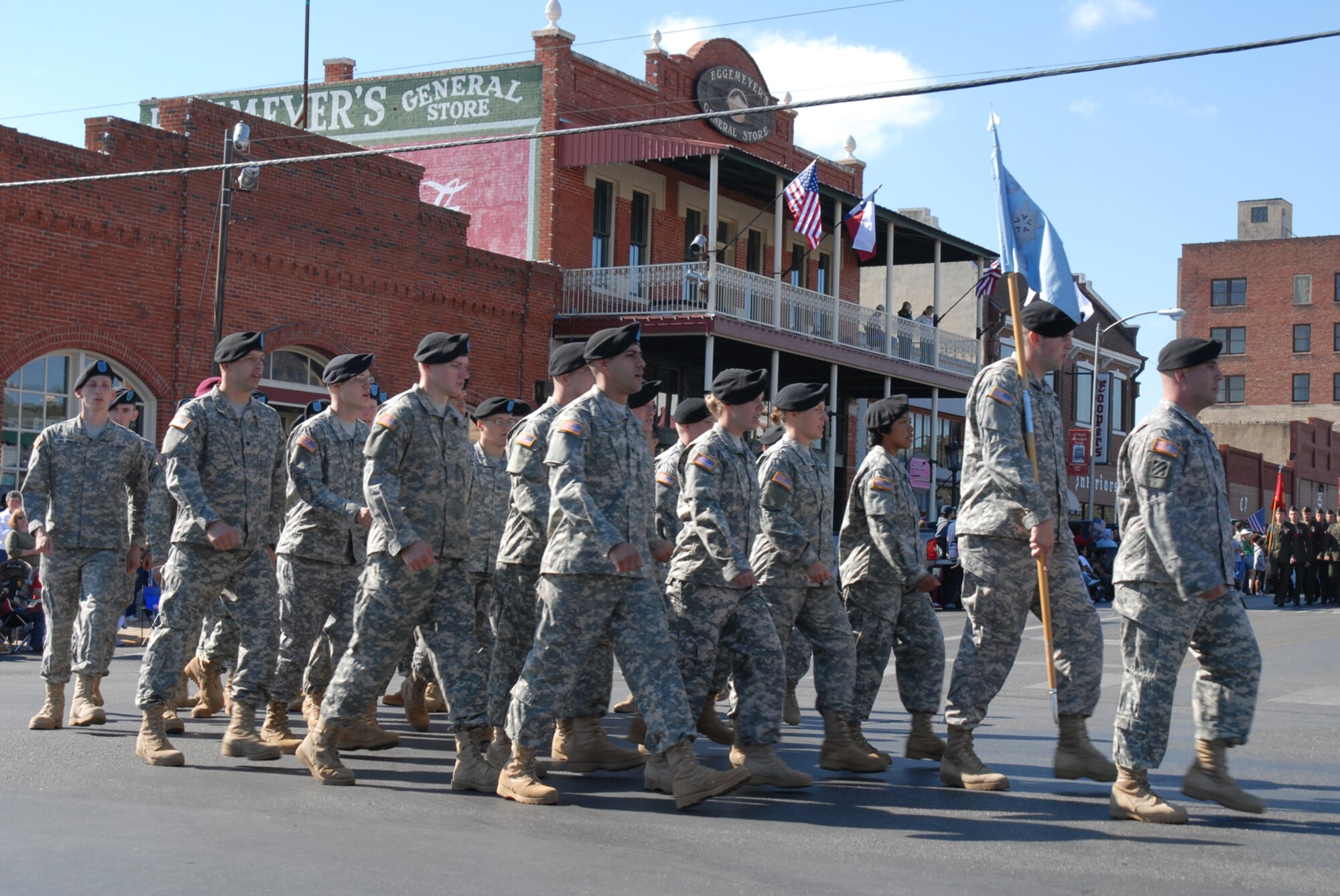 SAN ANGELO, Texas -- Soldiers from the 344th Military Intelligence Battalion, Goodfellow Air Force Base, march in the 2009 Veterans Day Parade, Nov. 7. (U.S. Air Force photo/Staff Sgt. Laura R. McFarlane)
