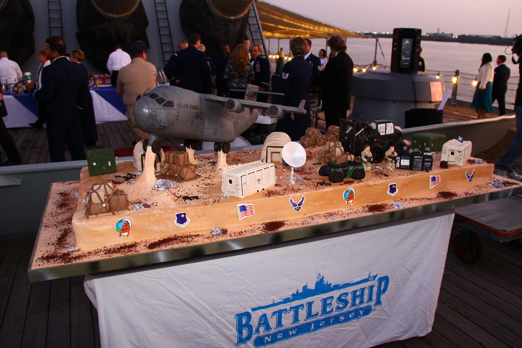 Viewers of the hit television show “Cake Boss”  got a little taste of the Air Force mission at 10 p.m. on Nov. 9. Joint Base McGuire-Dix-Lakehurst hosted the TLC television series in September. Filmed on-base and aboard the Battleship New Jersey in Camden, the episode featured an Air Force themed-cake created for the 621st Contingency Response Wing’s first-ever Dining Out. (U.S. Air Force photo/Staff Sgt. Jason Ramos)
