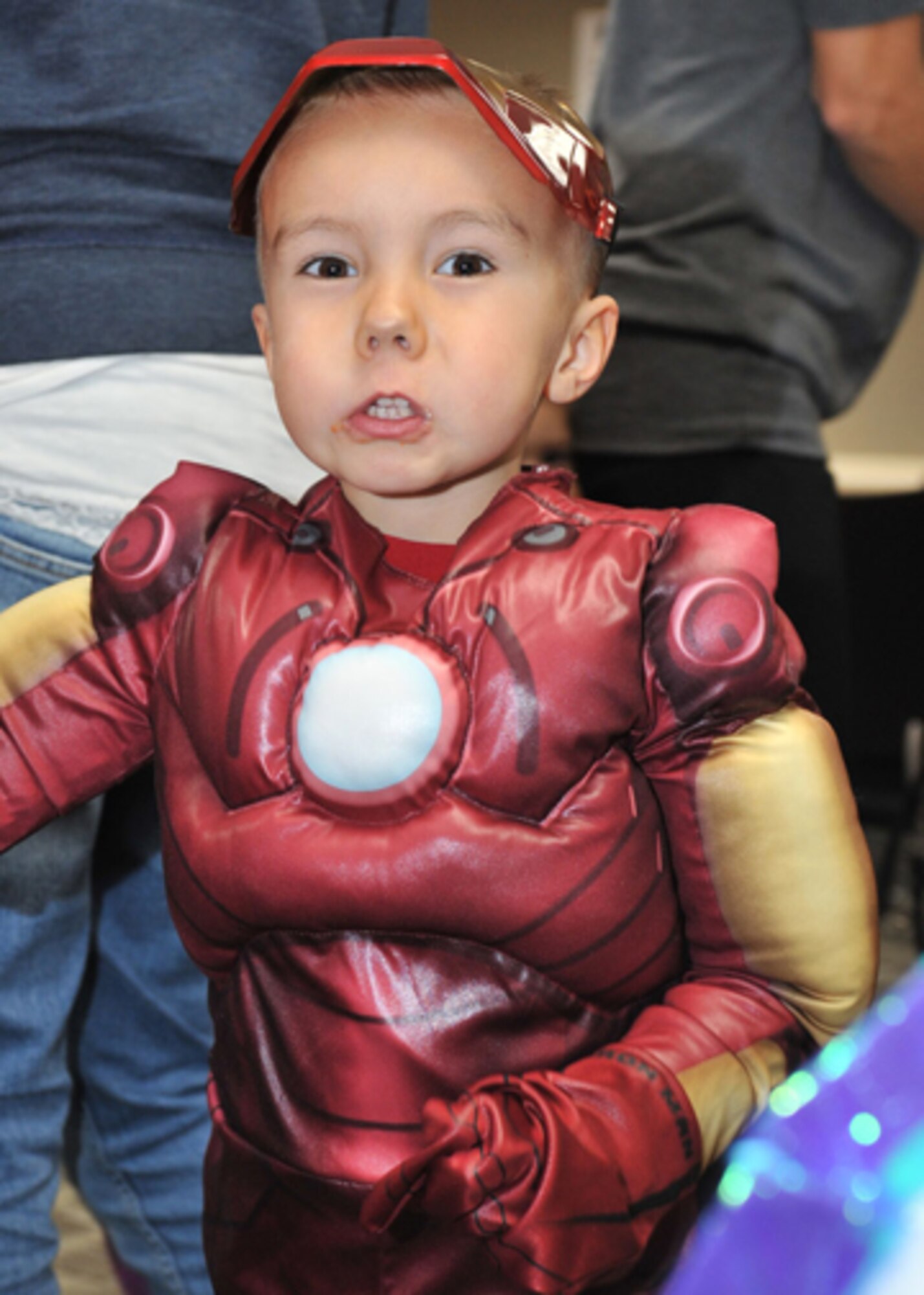 FAIRCHILD AIR FORCE BASE, Wash. - Four year-old Jason Lee son of Lt. Col. Christopher Lee, 92nd Medical Support Squadron commander, shows his best hero face Oct. 28. Jason was dressed in an Iron man costume. (U.S. Air Force photo / Staff Sgt. JT May III)