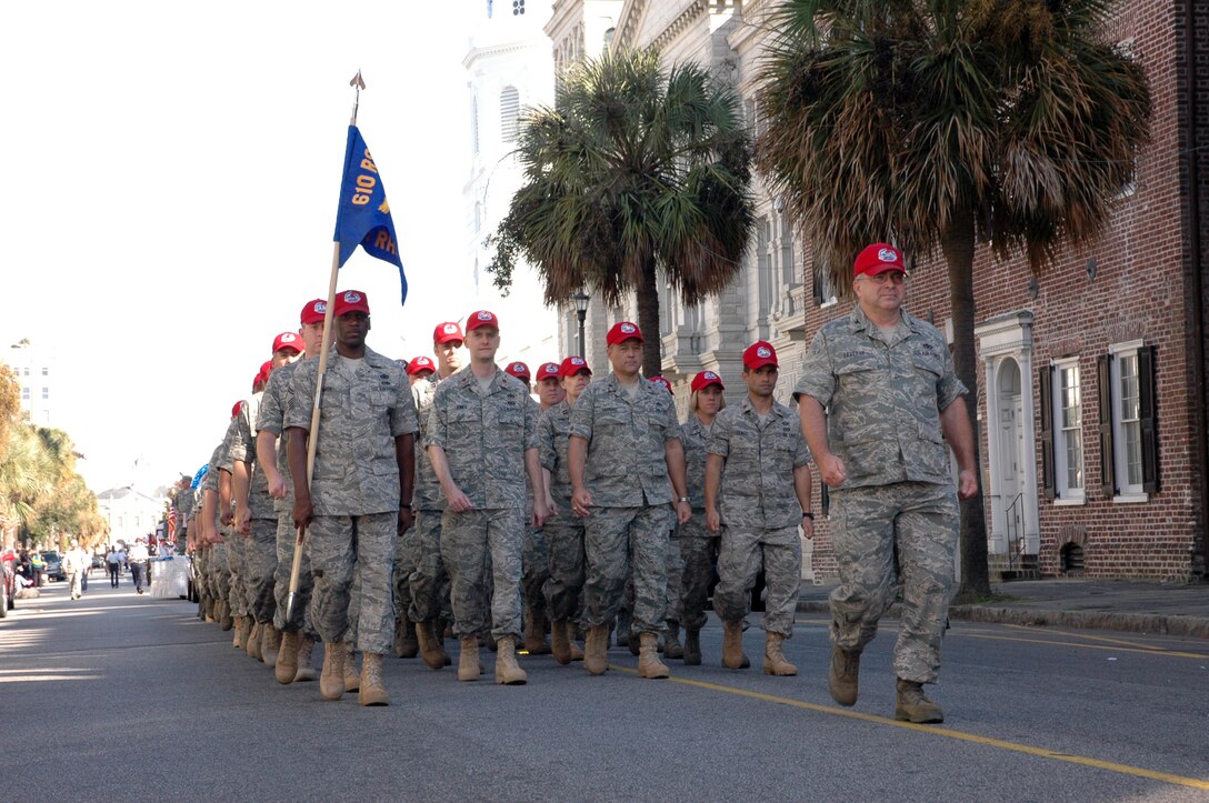 The 560th Red Horse Squadron, Charleston AFB, S.C., led by Colonel Daniel Levielle, march in the Charleston Annual Tri-County Veteran’s Day Parade.  This was the city’s 12th year hosting the Veterans Day Parade.  (Air Force photo/ SrA Dani Shea)