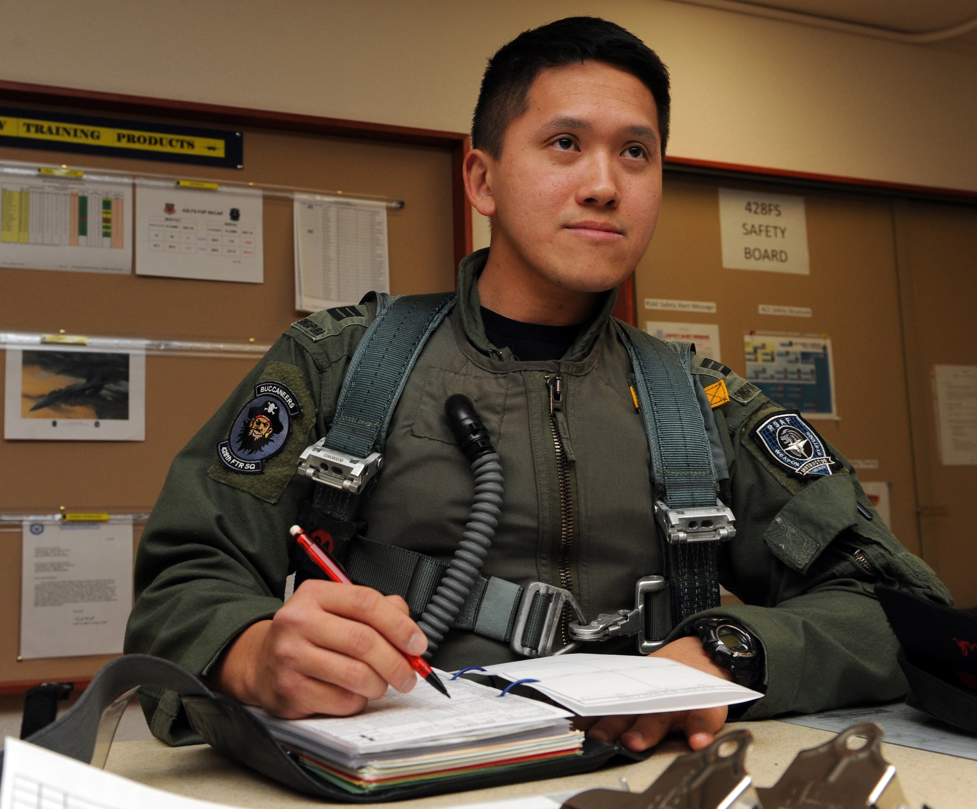 MOUNTAIN HOME AIR FORCE BASE, Idaho -- Republic of Singapore air force Capt. Peter Liow serves as the 428th Fighter Squadron Intelligence and Security liaison and an F-15SG Instructor Weapon Systems Officer. (U.S. Air Force photo by Airman 1st Class Renishia Richardson)