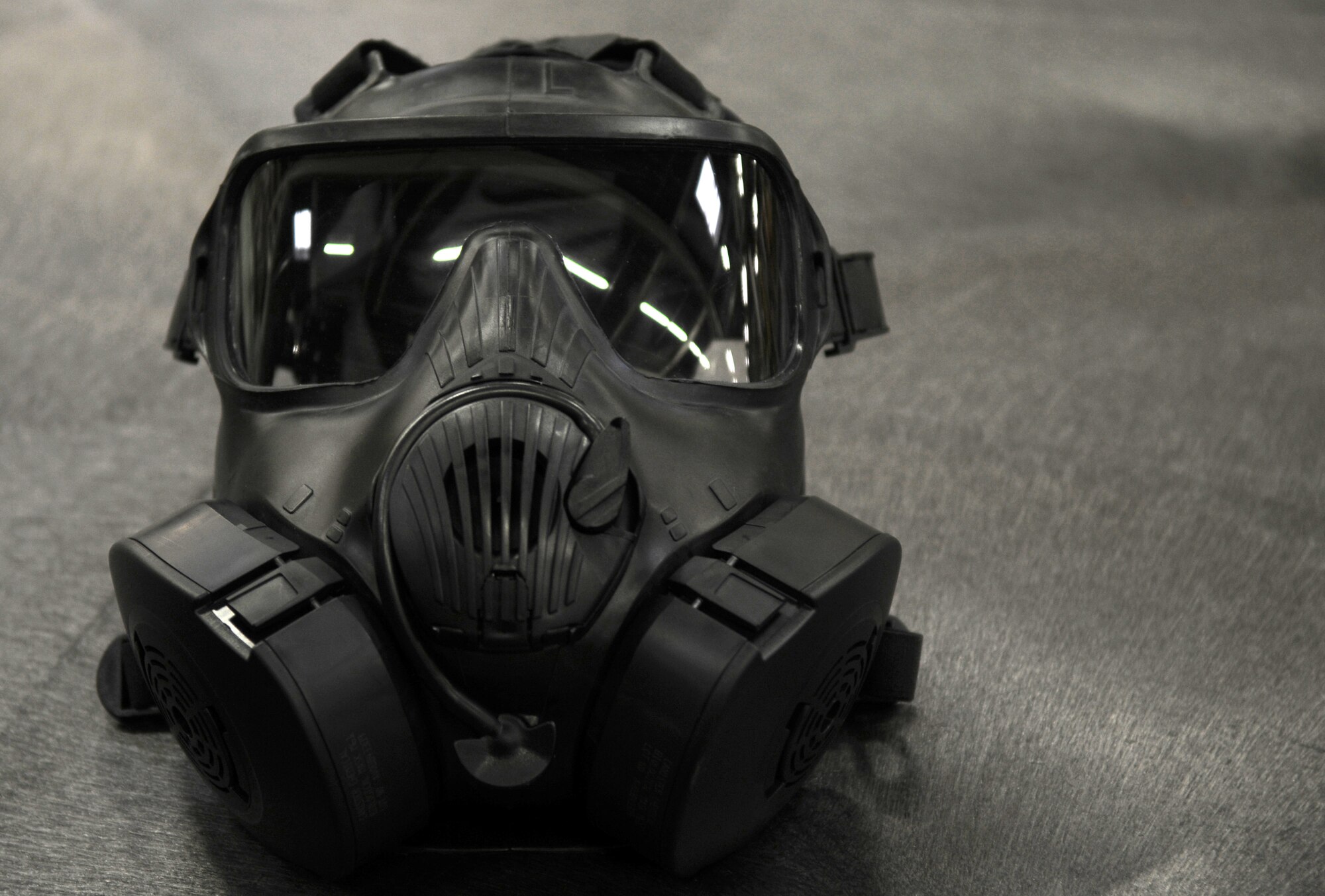 The new M50 protective mask will be replacing the MCU-2P protective mask,Ramstein Air Base, Germany, November 11, 2009.  (U.S. Air Force photo by Staff Sgt. Charity Barrett)