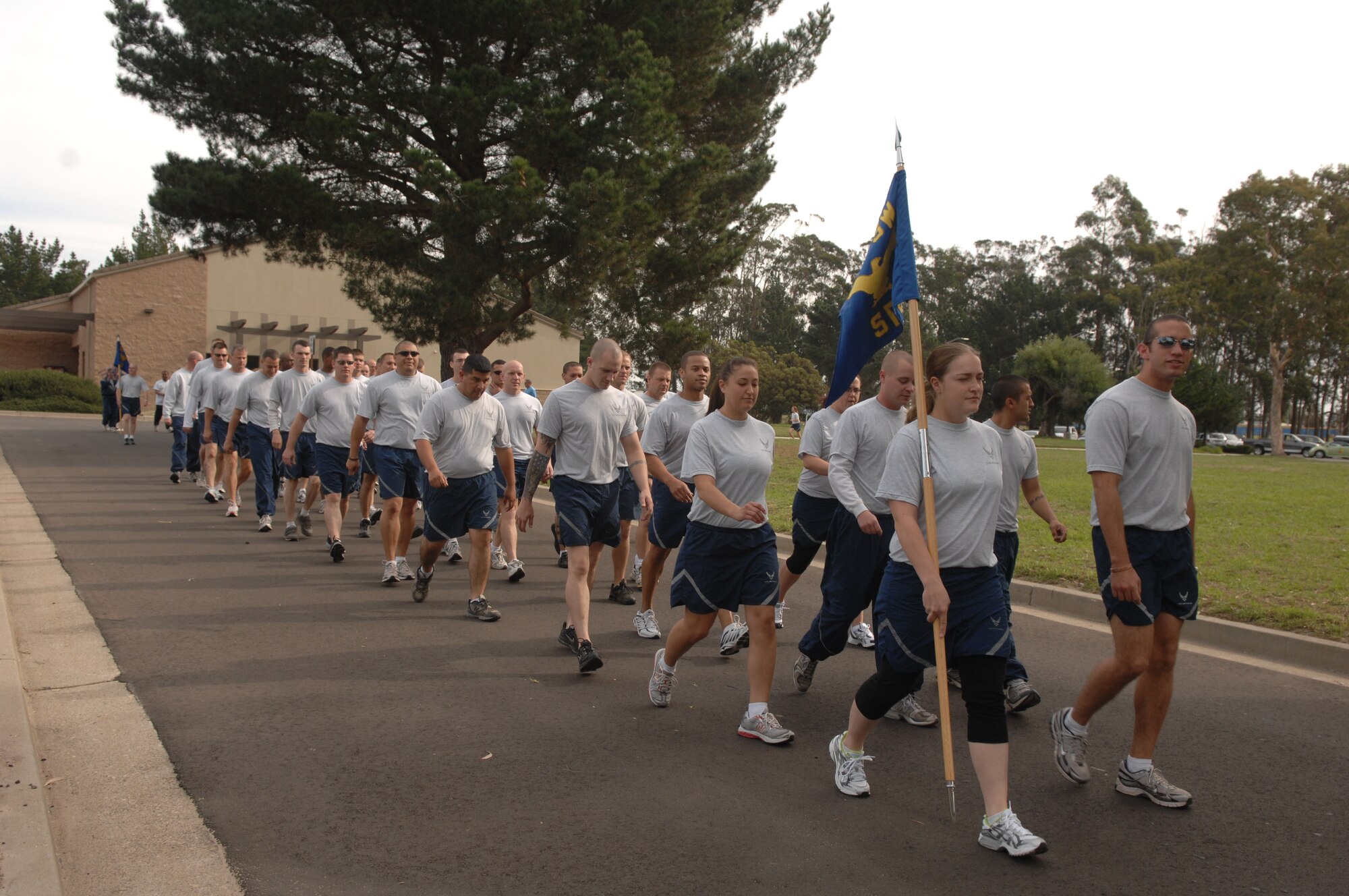 VANDENBERG AIR FORCE BASE, Calif. -- Members of Team Vandenberg form up in preparation for the last mile of the Run to Remember here Wednesday, Nov. 11, 2009. Held over the last three weeks, The Run to Remember, raised over $4000, involved military members running over 7000 miles to honor the over 5000 fallen American servicemembers during Operations Iraqi and Enduring Freedom. (U.S. Air Force photo/Staff Sgt. Levi Riendeau)