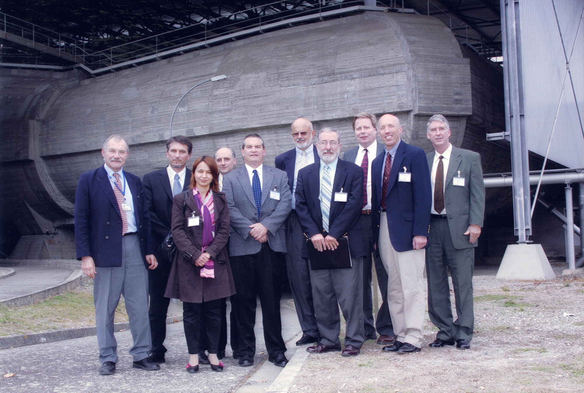 From left to right:  Philippe Desplas (ONERA), Patrick Natali (France DGA), Elisabeth Brindou (France General Delegation for Ordnance), Jean-Pierre Foucalt (ONERA), AEDC’s Charlie Vining, Jack Walters and Tom Best and Mike George (NASA), then AEDC Commander Col. Art Huber and Tim Marshall (NASA) gathered for a group photo when the team from AEDC paid their first visit to ONERA (Office National d’Etudes et Recherches Aérospatiales), the French national aerospace research center. The DGA is the French government agency that conducts development and evaluations for weapon systems for the French military. (Photo provided)