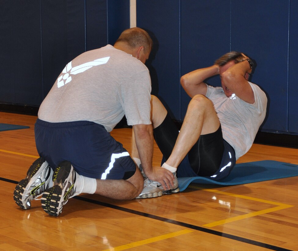 Sheppard’s squadron, group and base commanders, chief master sergeants and acting- and diamond-wearing first sergeants recently launched a new fitness program to prepare the base for the Air Force’s new physical training standards that begin in 2010. (U.S. Air Force photo/Airman 1st Class Candy Miller) 