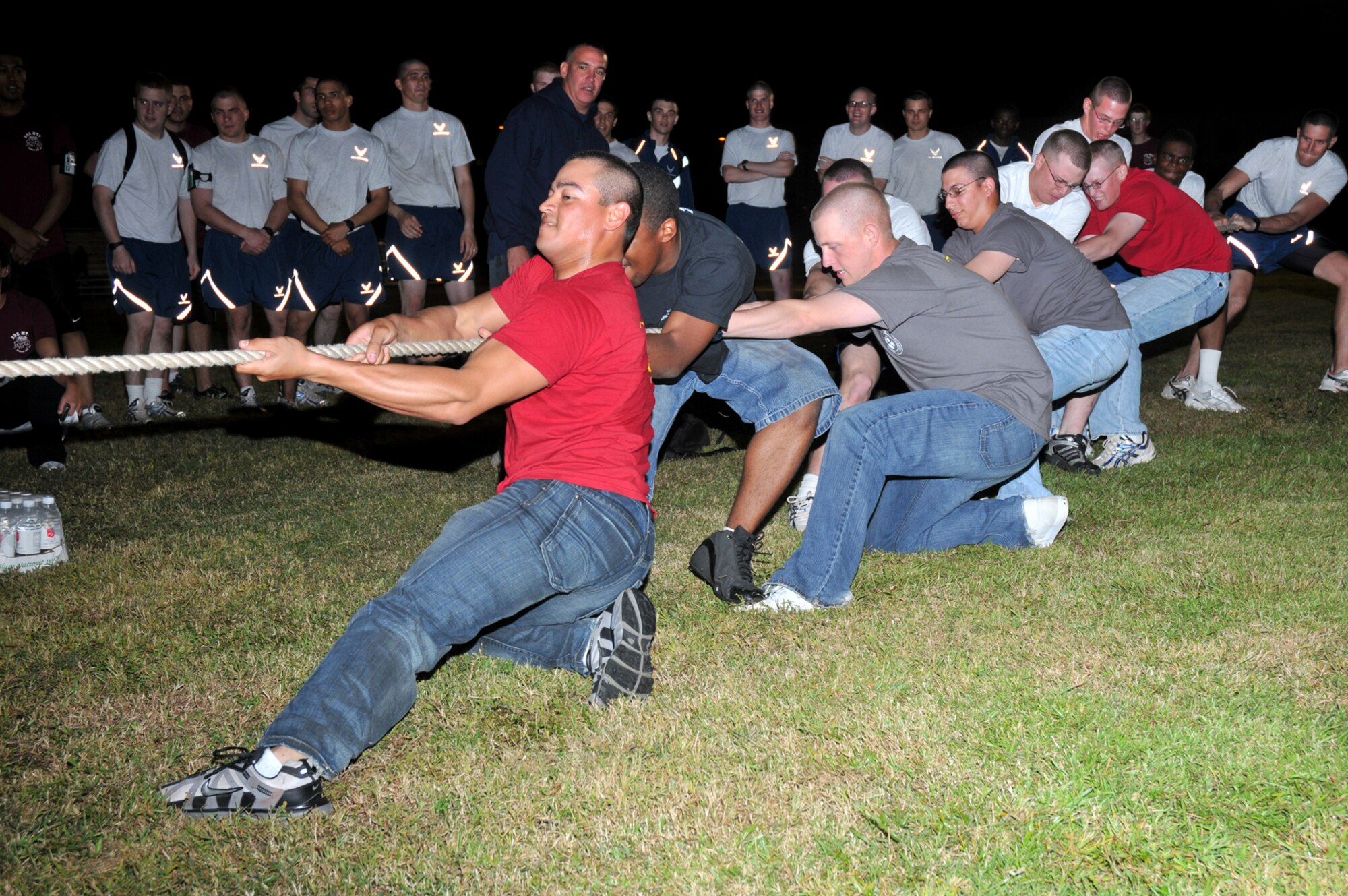 Members of the 336th TRS compete in Saturday’s Keesler Wipeout tug-of-war.  (U.S. Air Force photo by Adam Bond)
