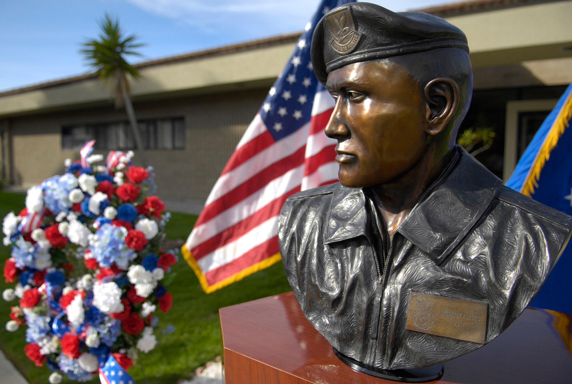 VANDENBERG AIR FORCE BASE, Calif. --  The 30th Security Forces Squadron's memorial ceremony was in memory of two Airmen, 1st Lt. Joseph D. Helton and Airman 1st Class Jason D. Nathan, who made the ultimate sacrifice during their duties while deployed in support of Operation Iraqi Freedom. (U.S. Air Force photo/Airman 1st Class Andrew Lee) 
 
 