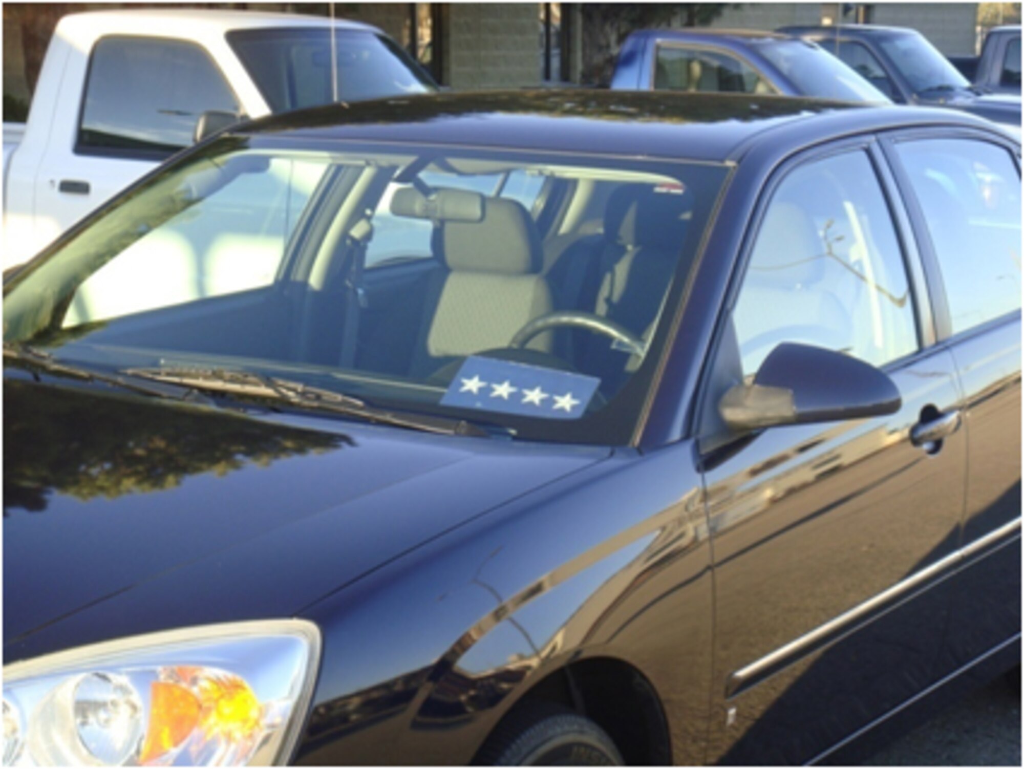 Distinguished visitor vehicle markings will be located in the front driver-side window.
