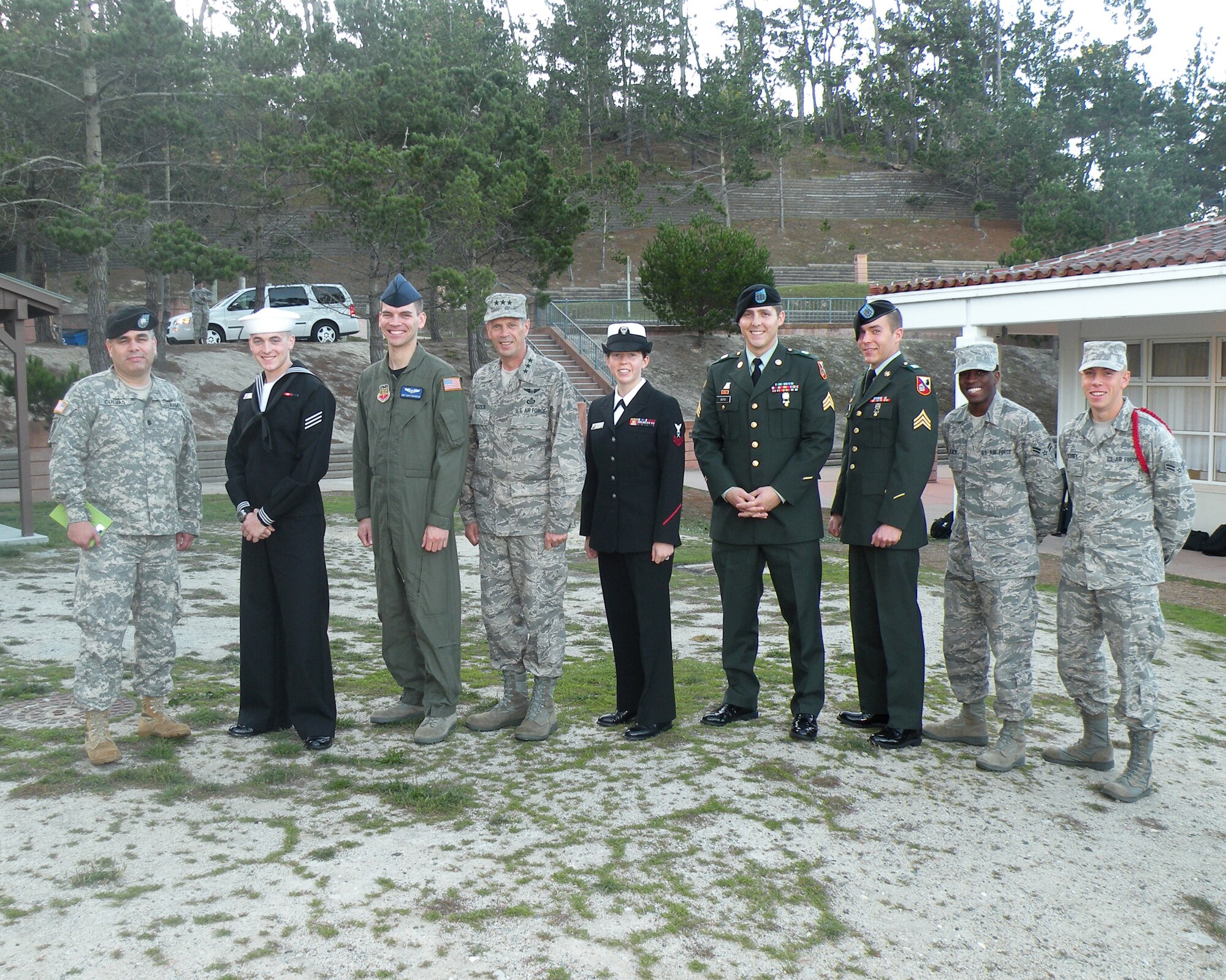 Lt. Gen. Koziol, Deputy Undersecretary of Defense (Intelligence) for Joint and Coalition Warfighter Support and Commander of the Intelligence, Surveillance, and Reconnaissance Task Force, fourth from left, takes a group photo with students at the Defense Language Institute Multi-Language School in Monterey, Calif., Nov. 6.  (U.S. Air Force photo/Maj. Don Brunk