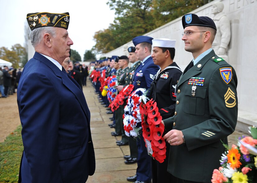 More than 40 United States service members were wreath bearers at the Veteran’s Day Ceremony at the American Cemetery at Madingley (Photo by Air Force Staff Sgt. Javier Cruz)