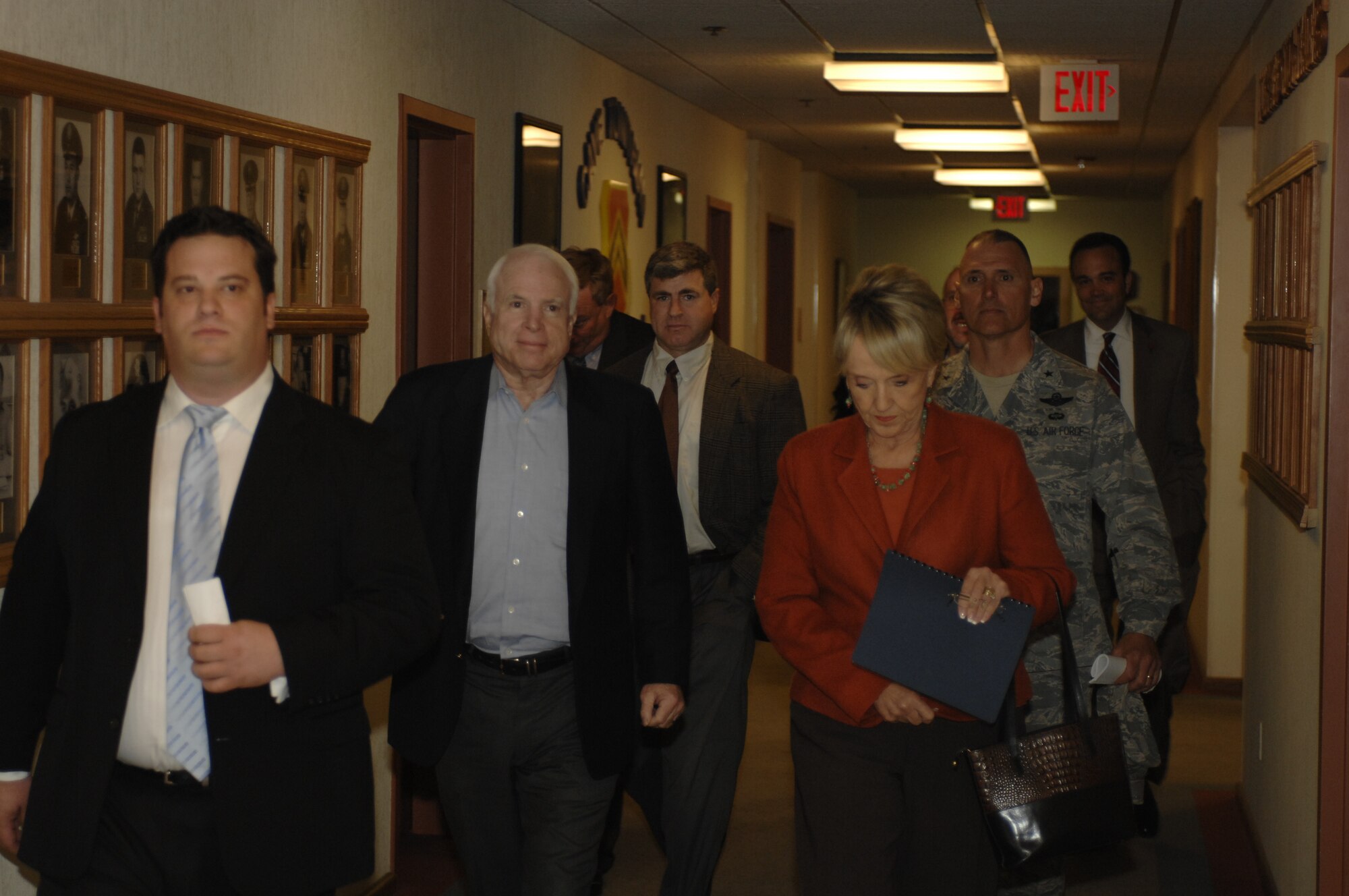U.S. Senator John McCain speaks at a press conference at Luke Air Force Base, Arizona, Nov 13, 2009. Sen. McCain discussed the future of the base and his support of it.(U.S. Air Force Photo by Staff Sgt.  Gary Mathieson)