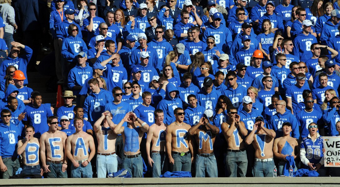 Fans cheer during the Air Force versus Army football game, Nov. 7. The Air Force versus Army rivalry is one of the oldest in college football. (U.S. Air Force photo/ Airman 1st Class Adam Grant)