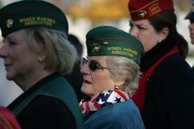 NEW YORK -- Roberta Eaton, Marine veteran and part of the Women Marines Association, watches the grave-side ceremony for the formerly oldest living female Marine, Miriam Cohen, who was buried Nov. 17, in Cypress Hills National Cemetery. The 101-year-old Cohen enlisted in the Marine Corps during World War II and again during the Korean War. She was the oldest female enlistee of her time at 35 years old and was part of the first female Marine recruit class. (Official Marine Corps photo by Sgt. Randall A. Clinton)