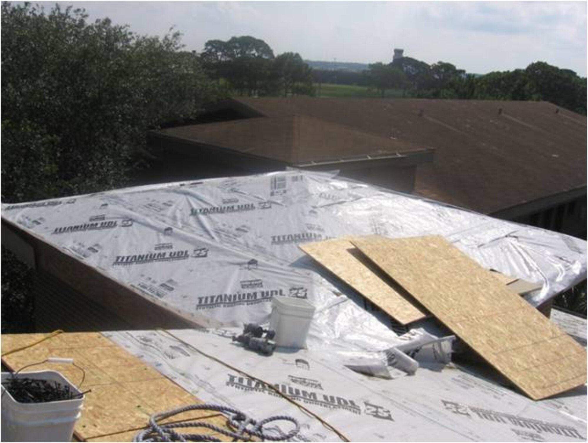 BEFORE: Tyndall spent $305,400 of the Recovery and Reinvestment Act money replacing 20-year-old roofs on four base dormitories. Tyndall received $23.3 million in 2009 as part of the Recovery and Reinvestment Act, a stimulus package signed by President Barack Obama on Feb 17 to jumpstart the American economy.   (U.S. Air Force courtesy photo)