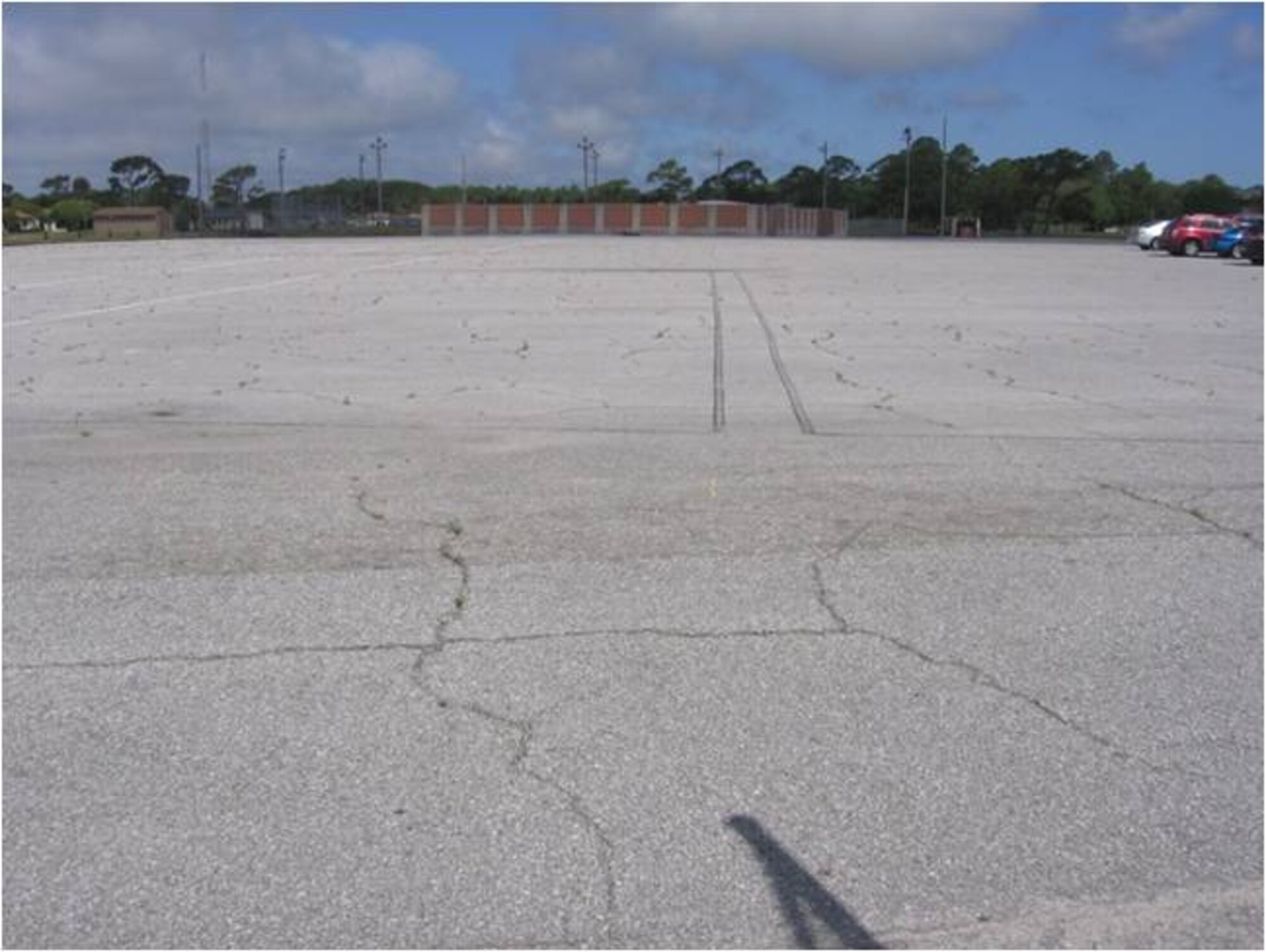 BEFORE: Tyndall spent $736,200 of the Recovery and Reinvestment Act money replacing the drill pad at the NCO Academy. Tyndall received $23.3 million in 2009 as part of the Recovery and Reinvestment Act, a stimulus package signed by President Barack Obama on Feb 17 to jumpstart the American economy. (U.S. Air Force courtesy photo)