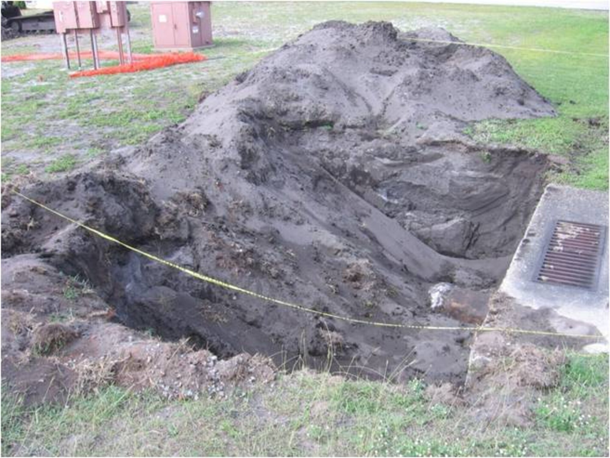 AFTER:Tyndall spent $234,000 of the Recovery and Reinvestment Act money repairing a faulty drain pipe and sink holes that run from the aircraft run-up pad to west of the paint barn. Tyndall received $23.3 million in 2009 as part of the Recovery and Reinvestment Act, a stimulus package signed by President Barack Obama on Feb 17 to jumpstart the American economy. (U.S. Air Force courtesy photo)