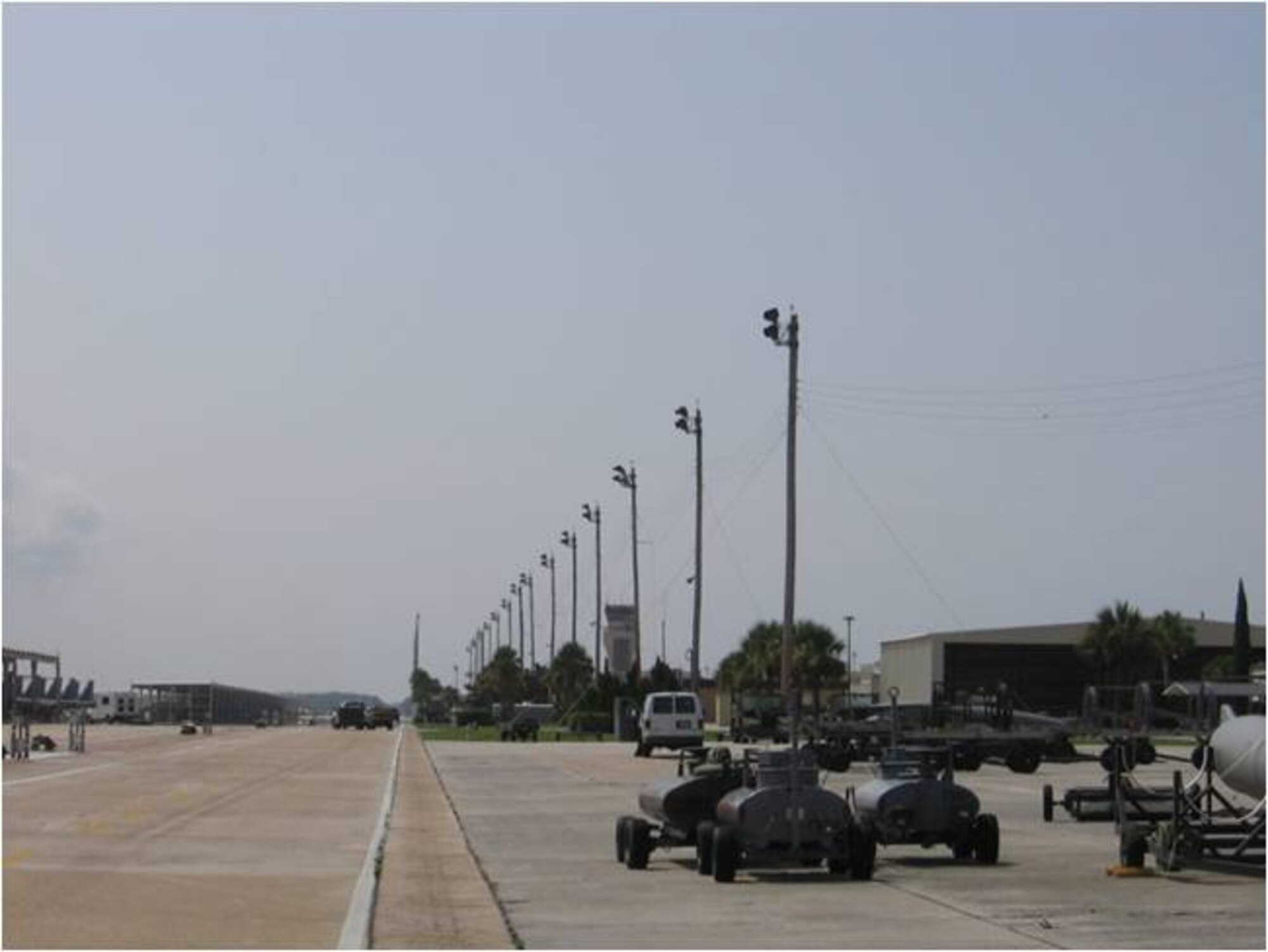 The two upgrade phases necessary to create proper area lighting to the aircraft parking aprons and surrounding area, for nighttime operations, maintenance and security will cost approximately $6 million. The project is scheduled to be completed in mid-2010. The money is part of the $23.3 million Tyndall received in 2009 as part of the Recovery and Reinvestment Act, a stimulus package signed by President Barack Obama on Feb 17 to jumpstart the American economy. (U.S. AIr Force courtesy photo)